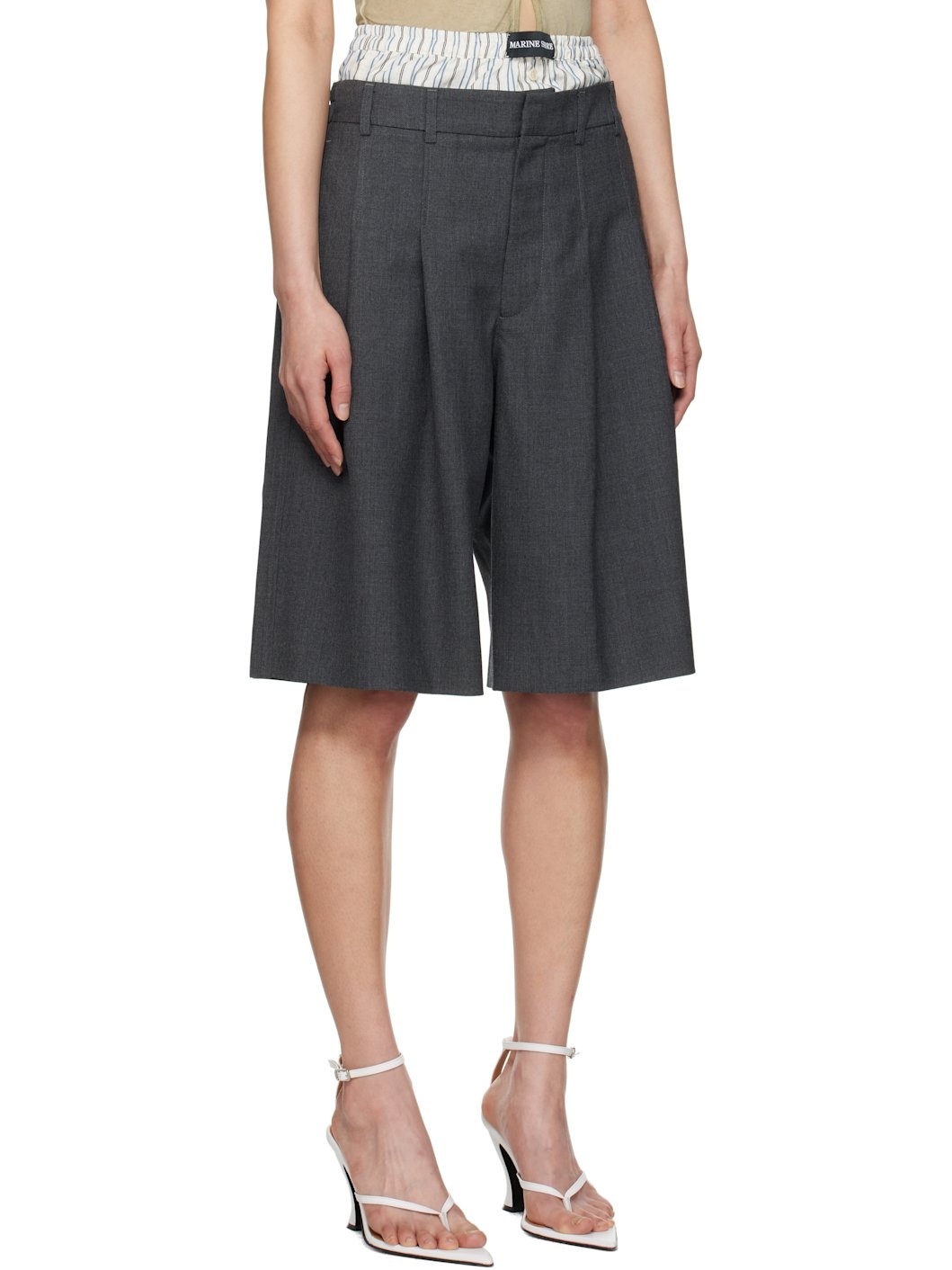 Gray Regenerated Tailoring Shorts - 2