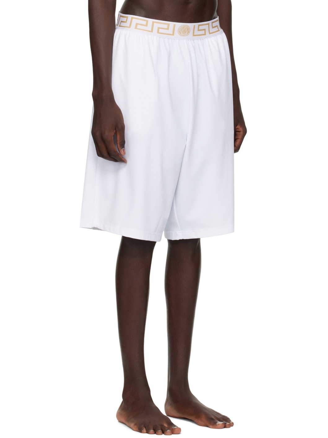 White Greca Border Swim Shorts - 2