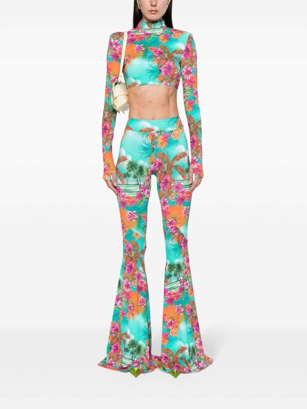 Hawaii-print crop top - 2