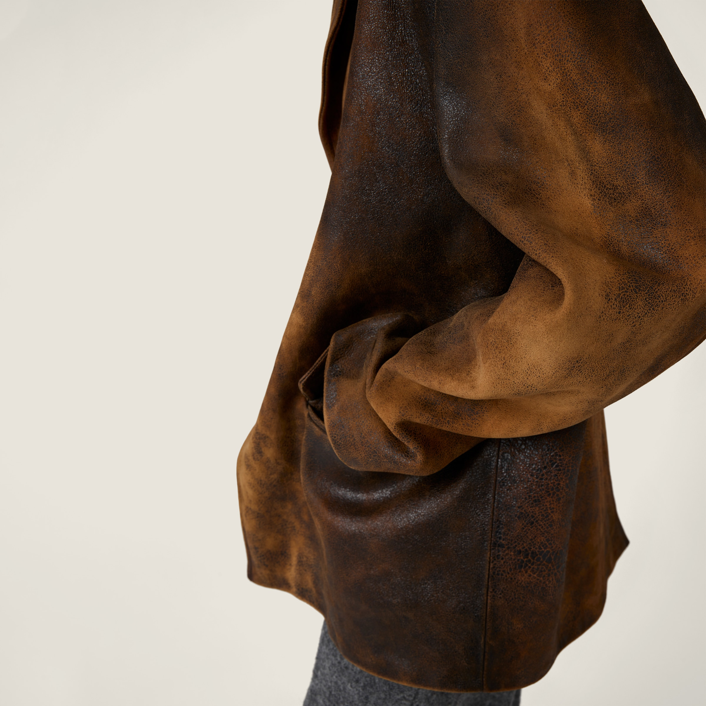Waxed suede leather jacket - 5