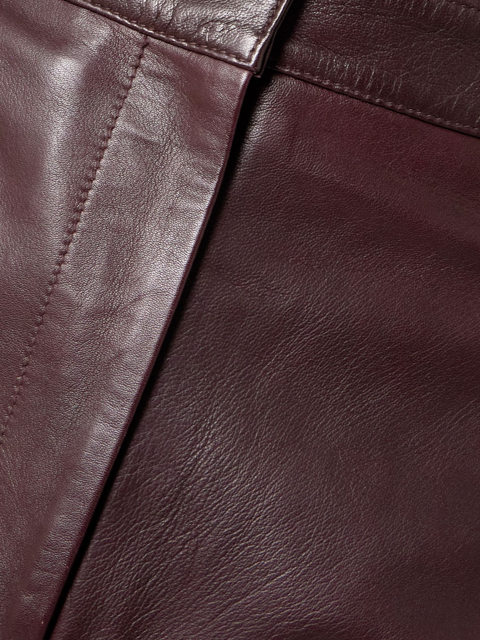 Leather tapered pants Burgundy - 5