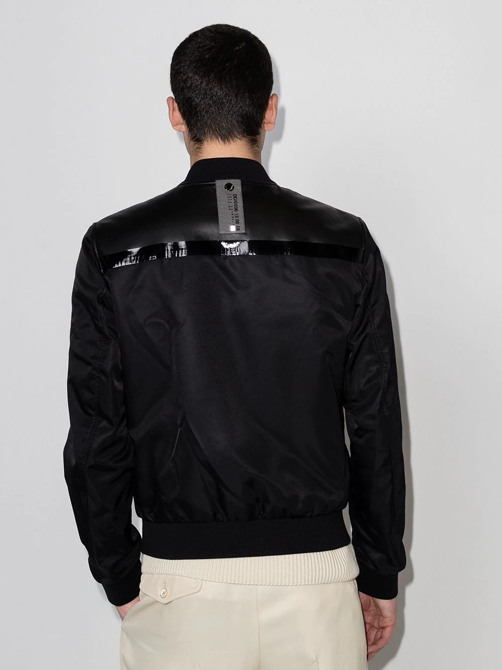 panelled leather bomber jacket - 3