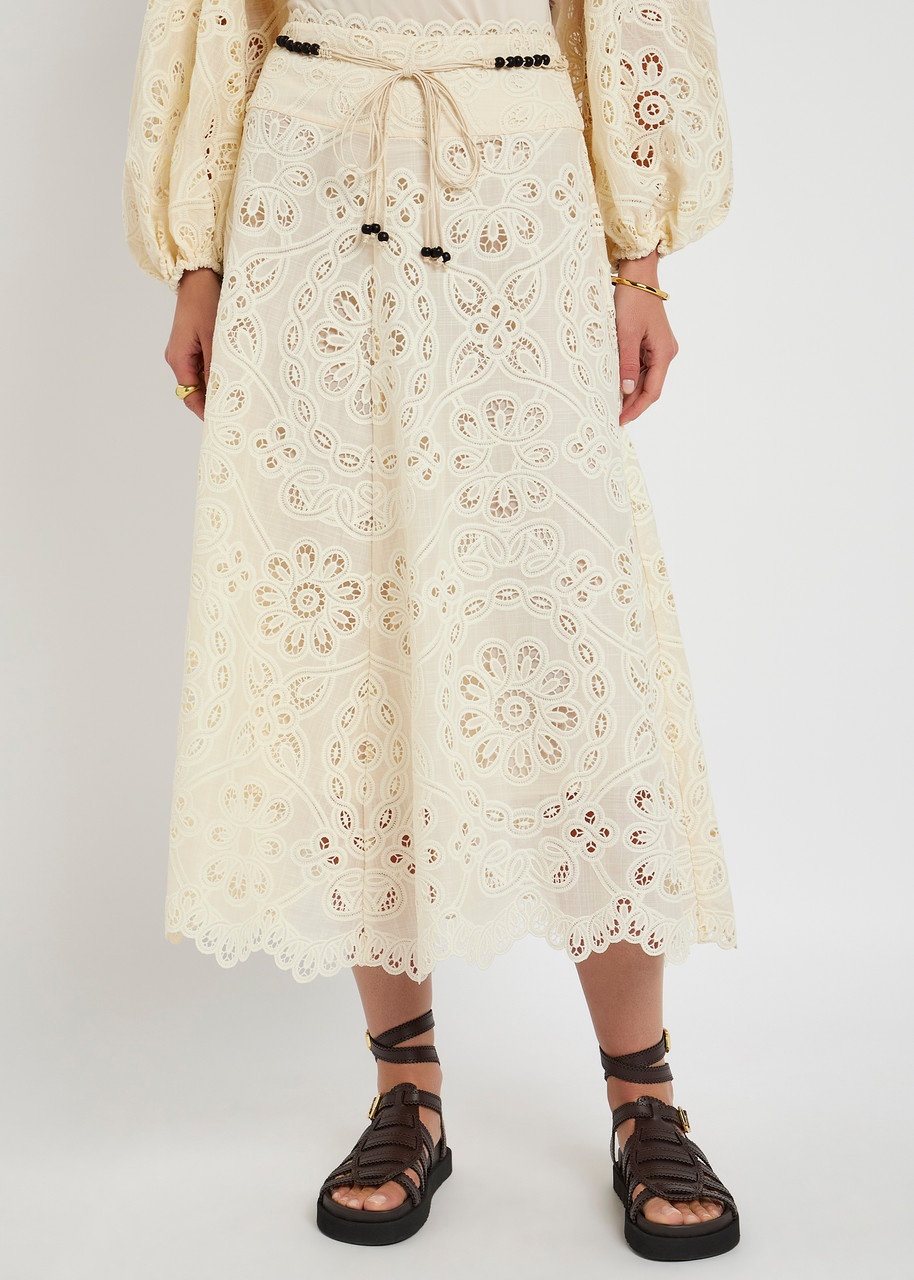 Zimmermann Rhiannon Embroidered Cotton Midi Skirt - 2