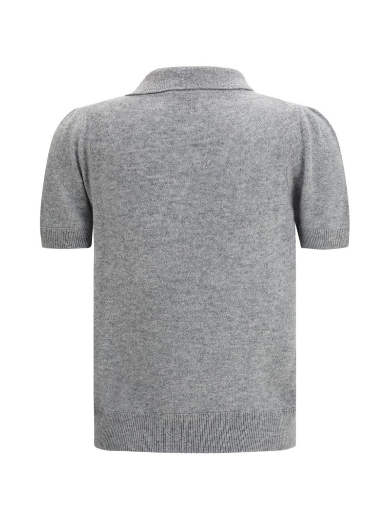 Allude mélange-effect knitted polo top outlook