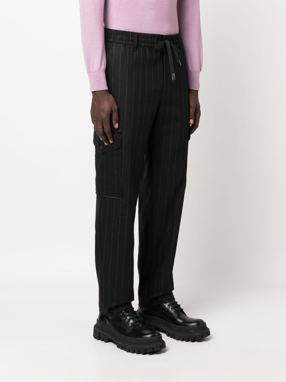 drawstring-waist striped trousers - 3