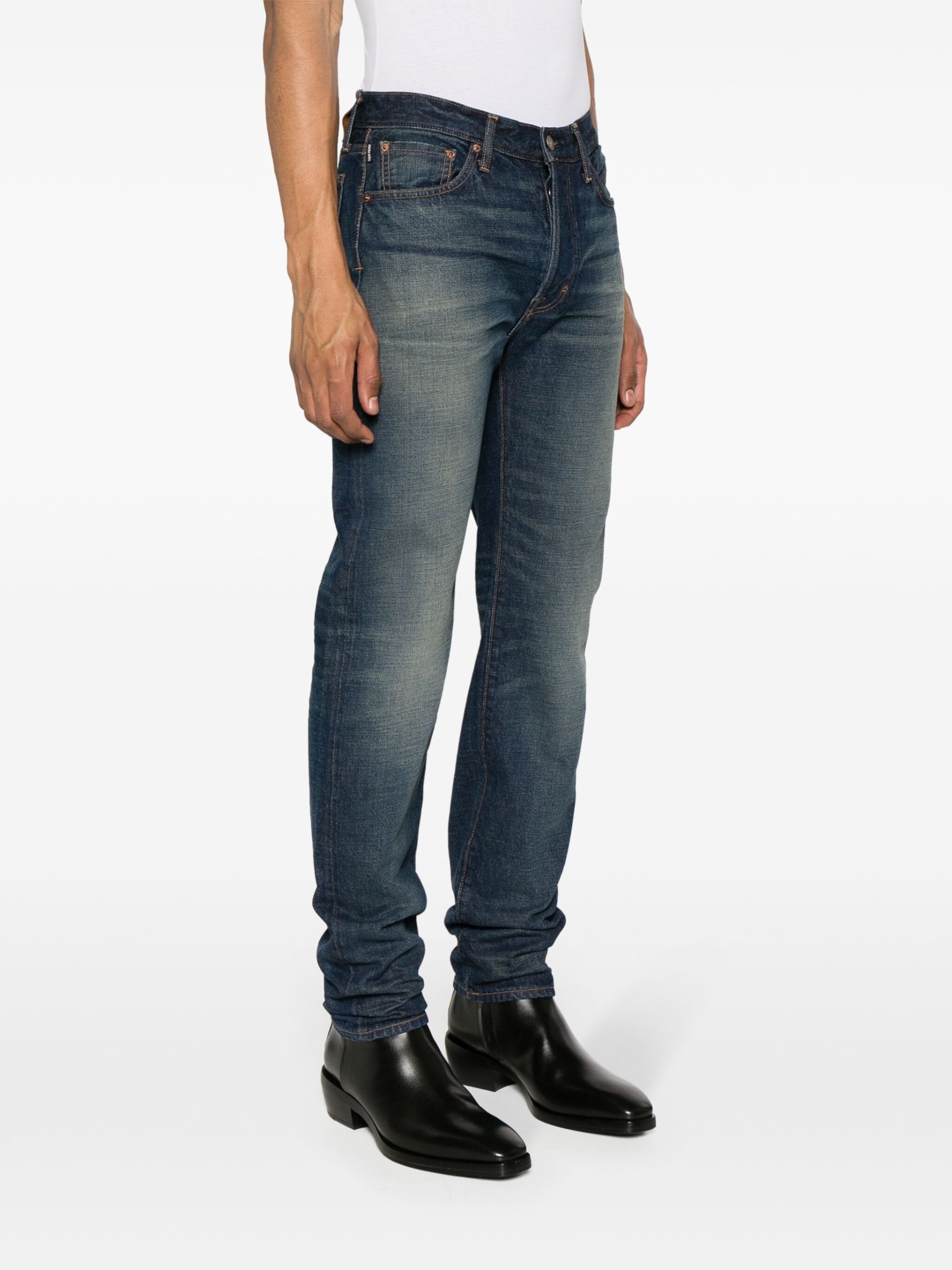 Blue Selvedge Straight-Leg Jeans - 3