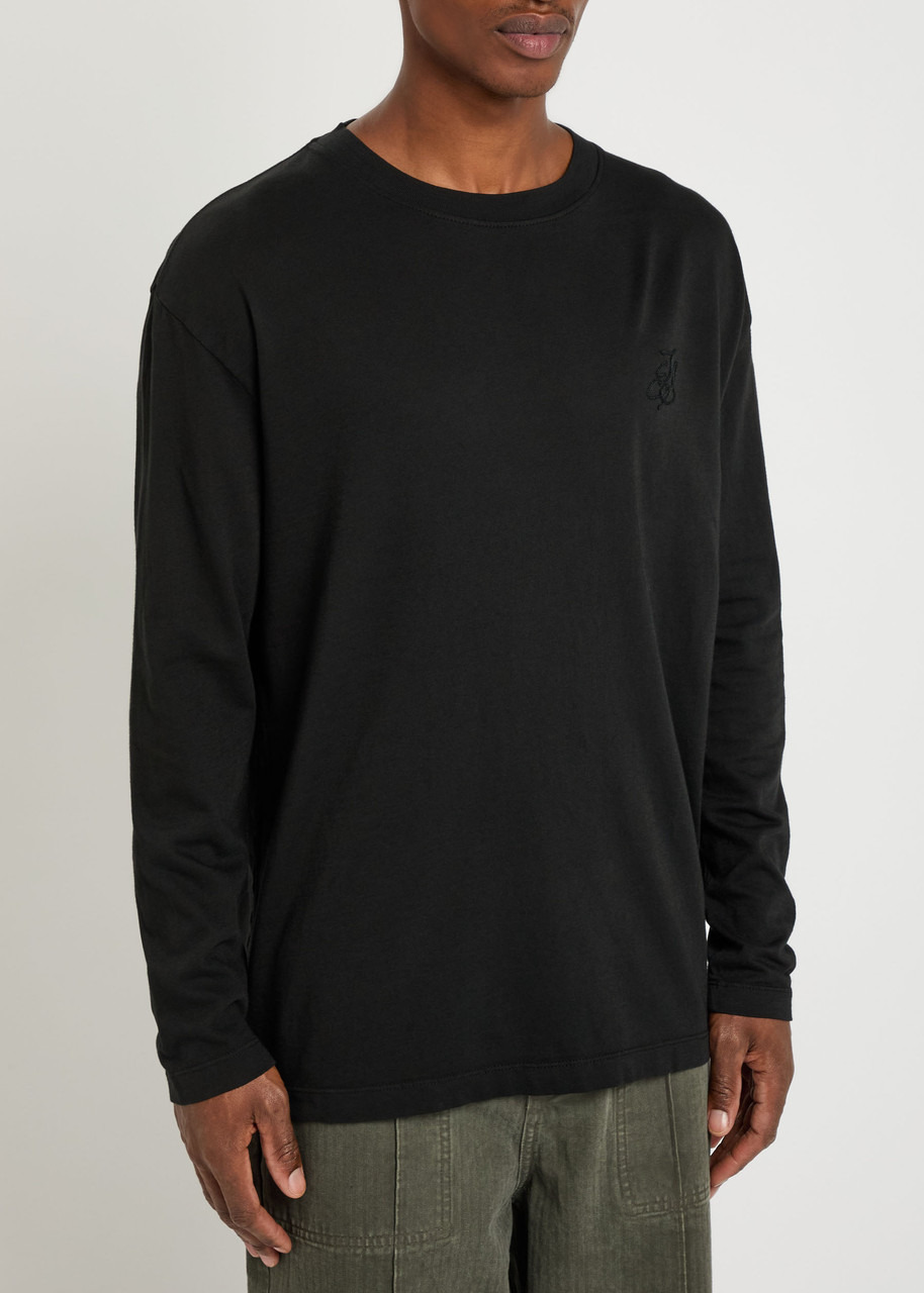 The Elder Statesman Pica Logo-embroidered Cotton and Cashmere-blend top - 2