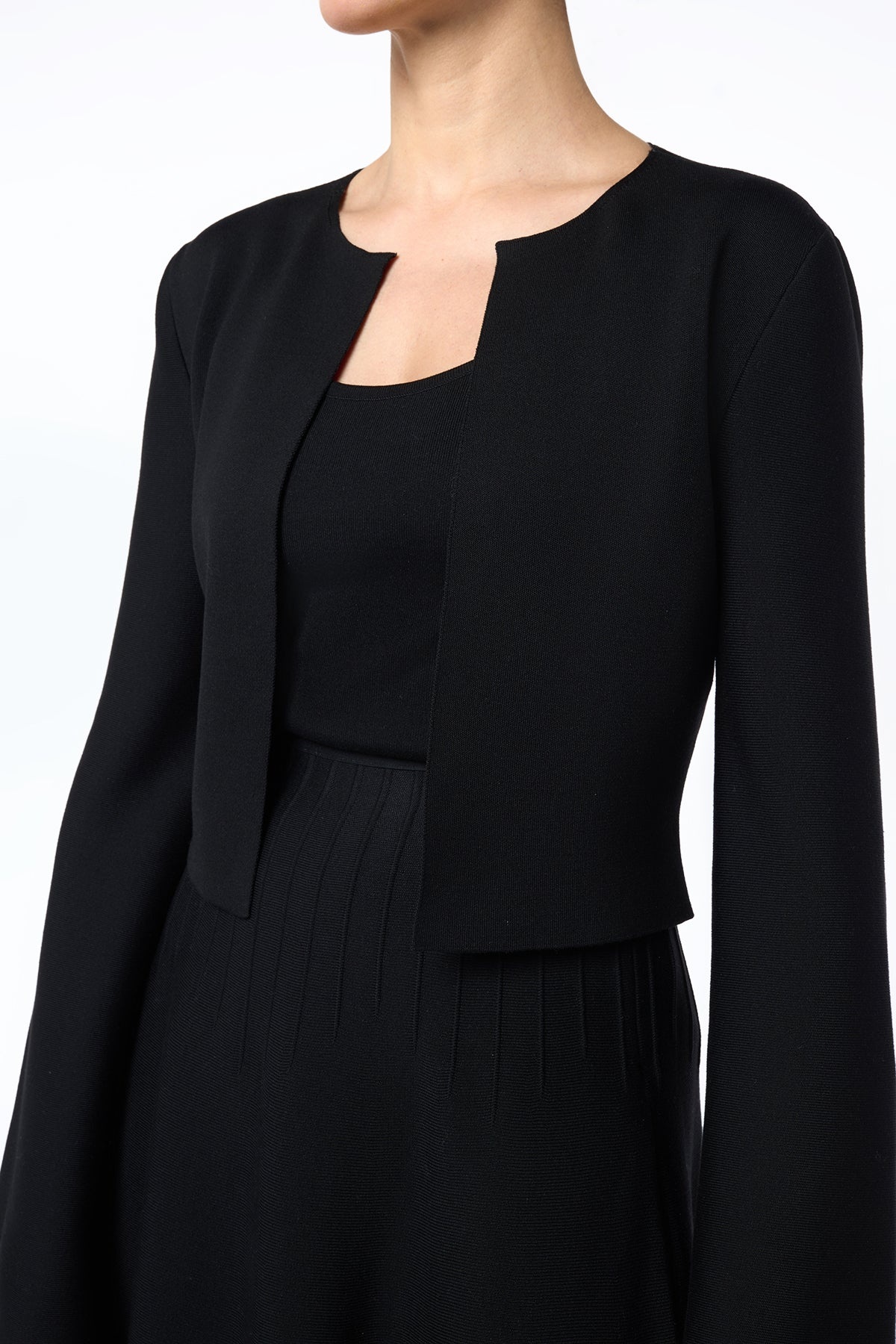 Antheia Cropped Knit Jacket in Black Silk - 3
