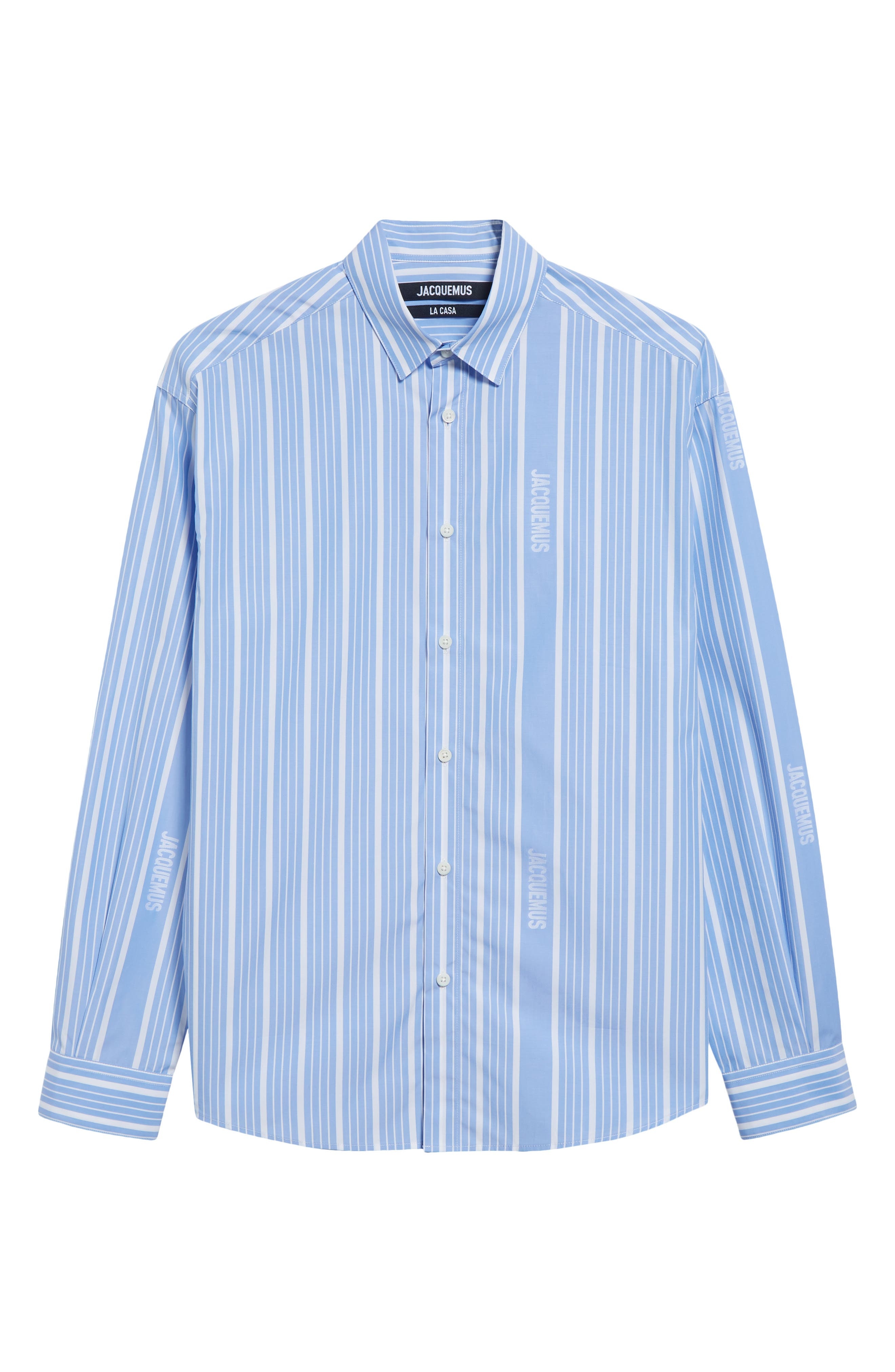Jacquemus La Chemise Simon Straight Fit Stripe Button-Up Shirt in Jacquard Business Big Log at Nords - 6