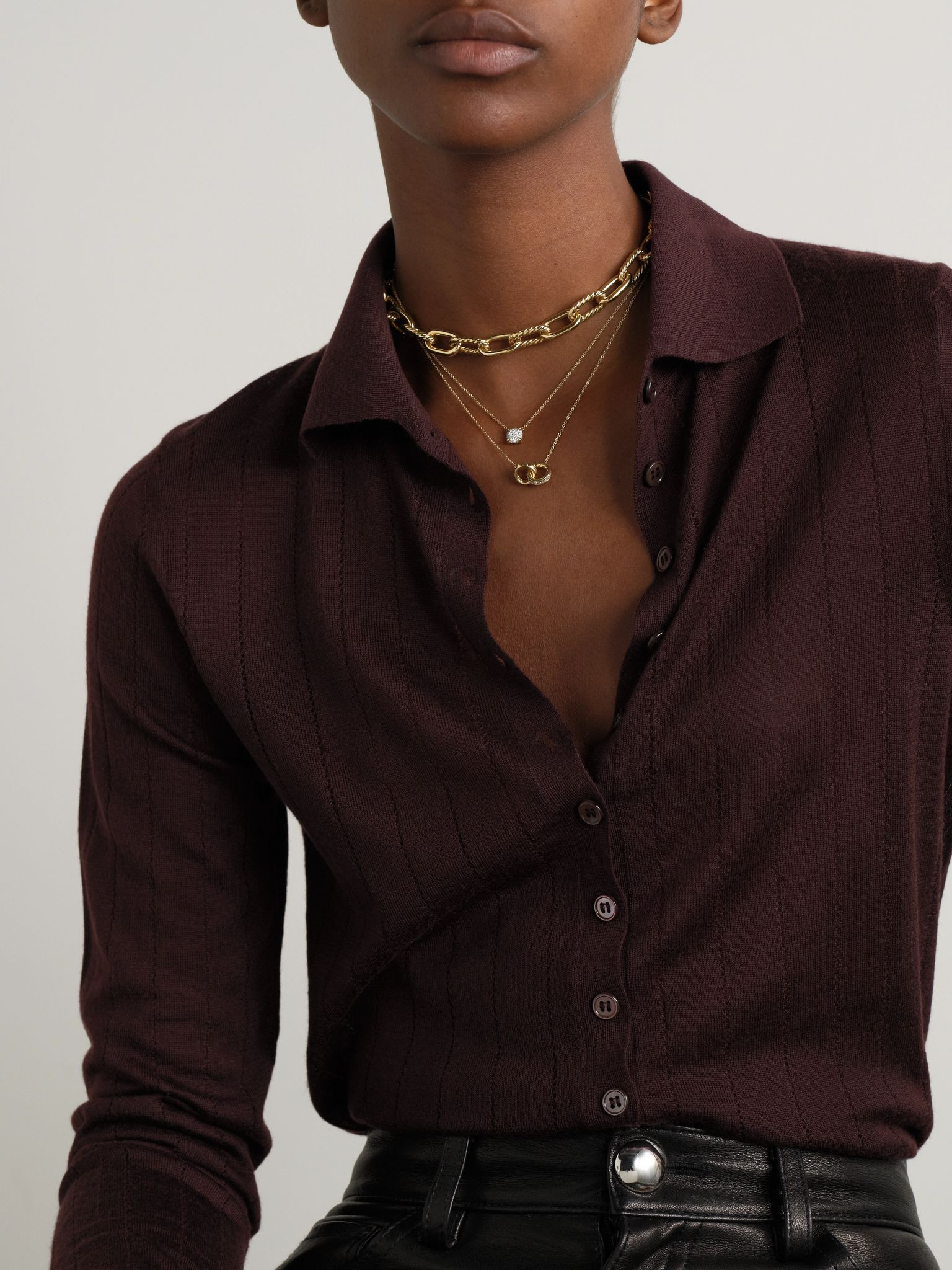 Crossover Trio 18-karat gold diamond necklace Gold - 5
