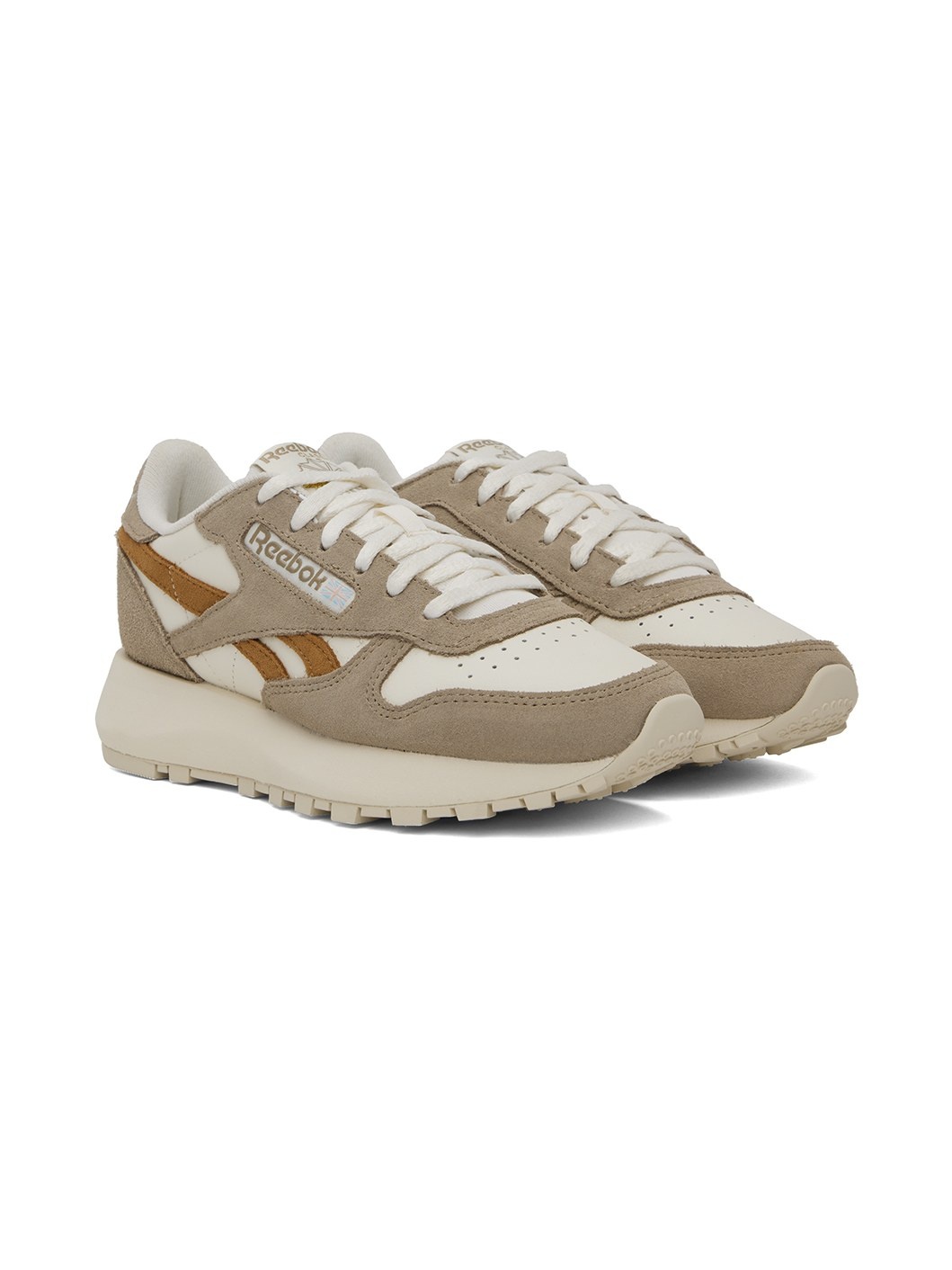 White & Beige Classic Sneakers - 4