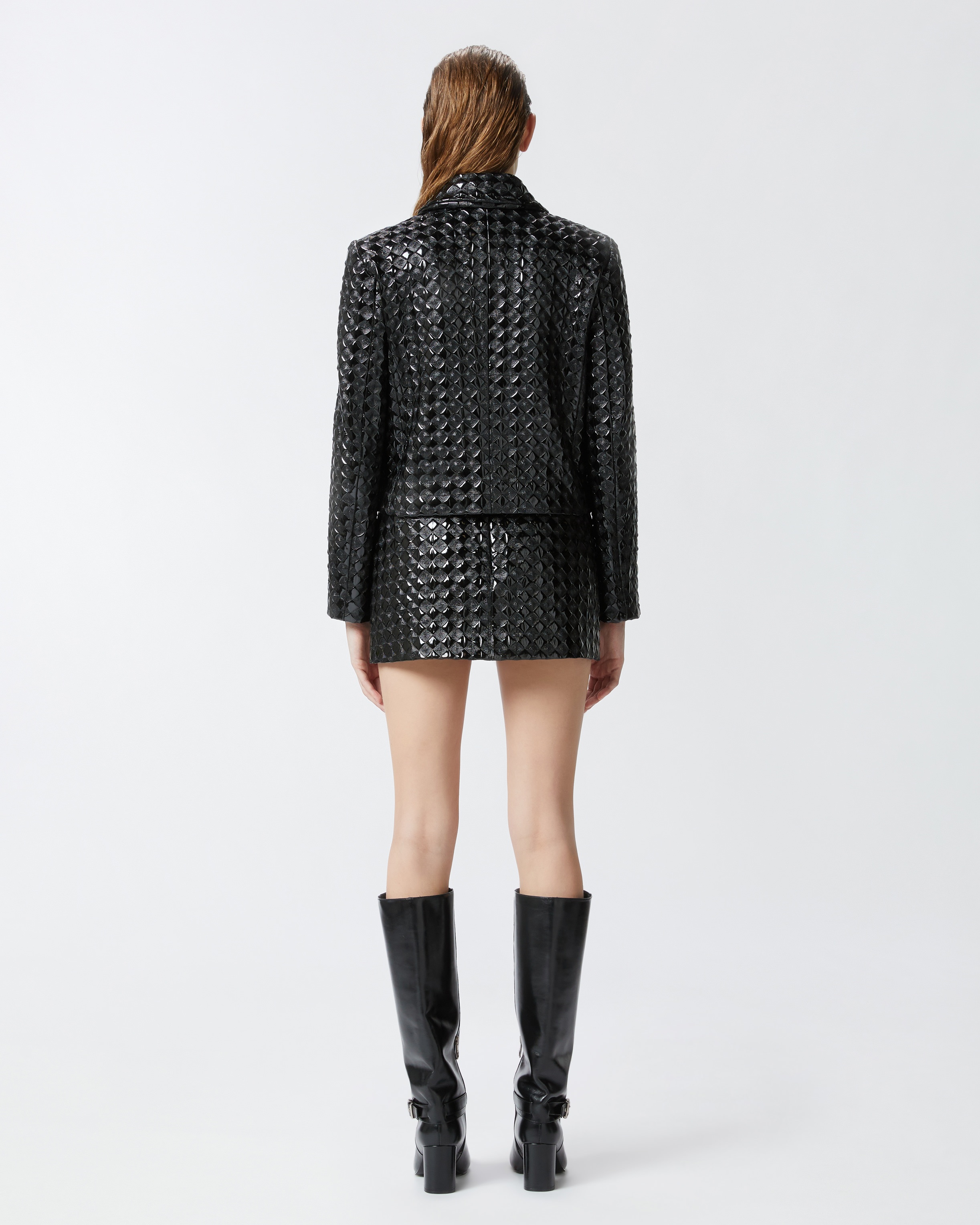 PATENT LEATHER MINI SKIRT WITH QUILTED PATTERN - 4