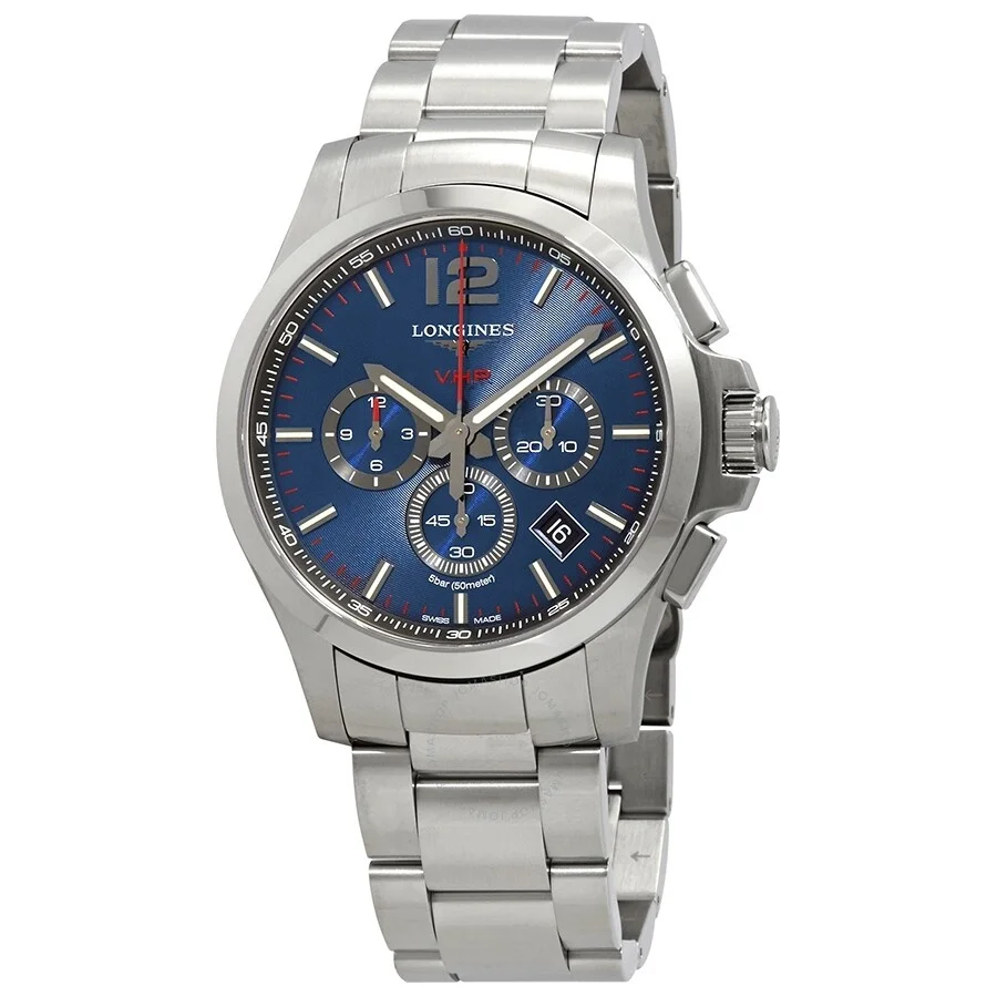 Longines Conquest V.H.P. Perpetual Chronograph Quartz Blue Dial Men's Watch L37274966 - 1