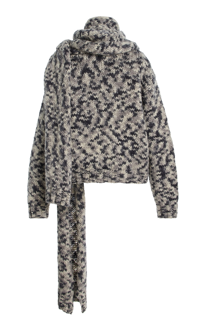 AMIYA Nuvola Scarf-Detailed Wool Sweater grey outlook