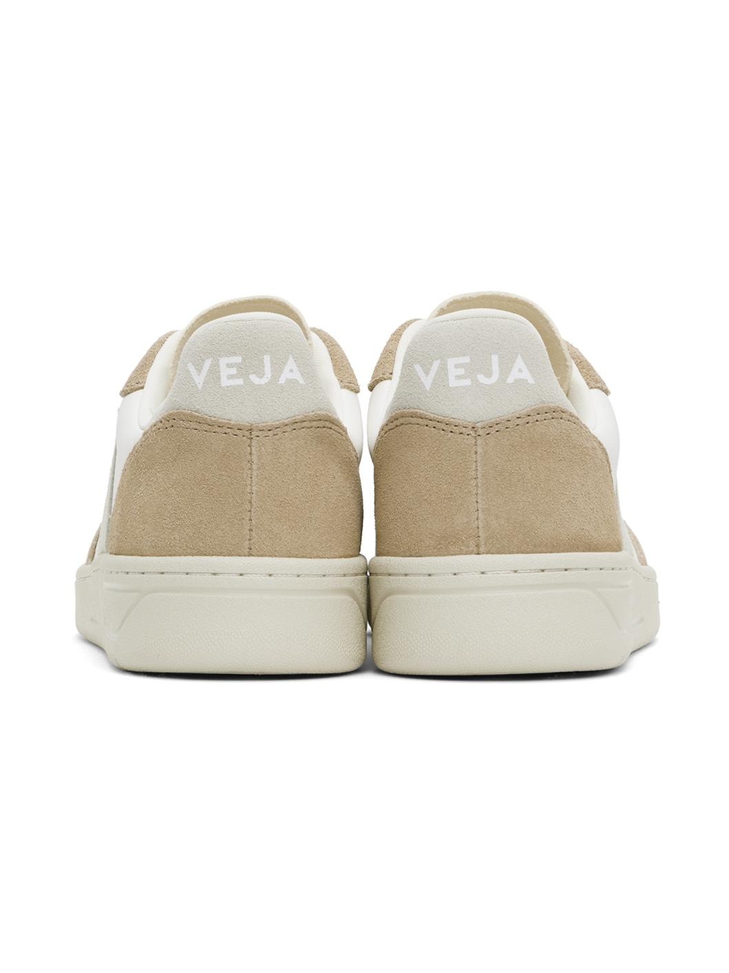 Beige & White V-10 Leather Sneakers - 2