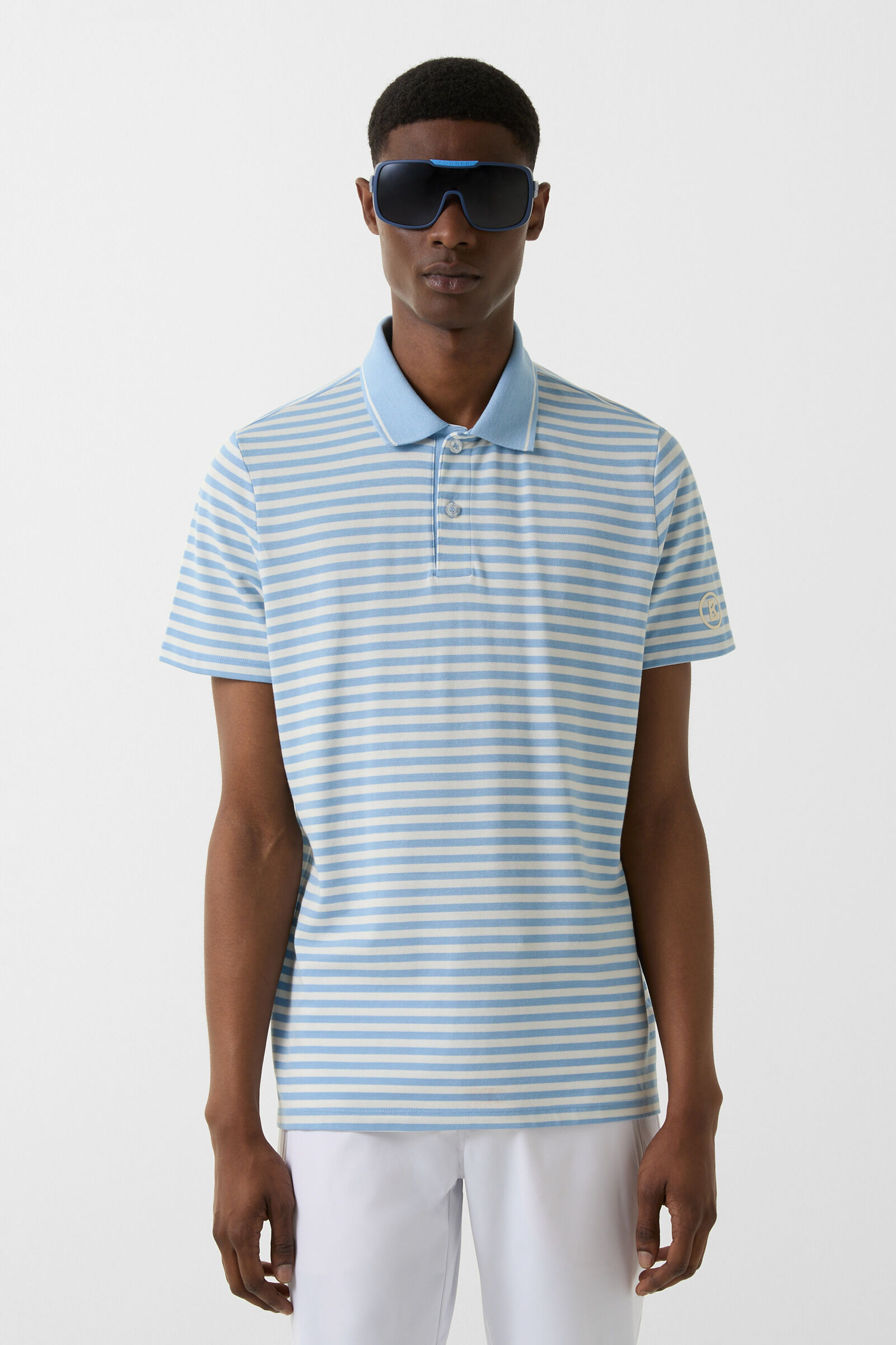Andy functional short-sleeved top in Light blue/white - 2