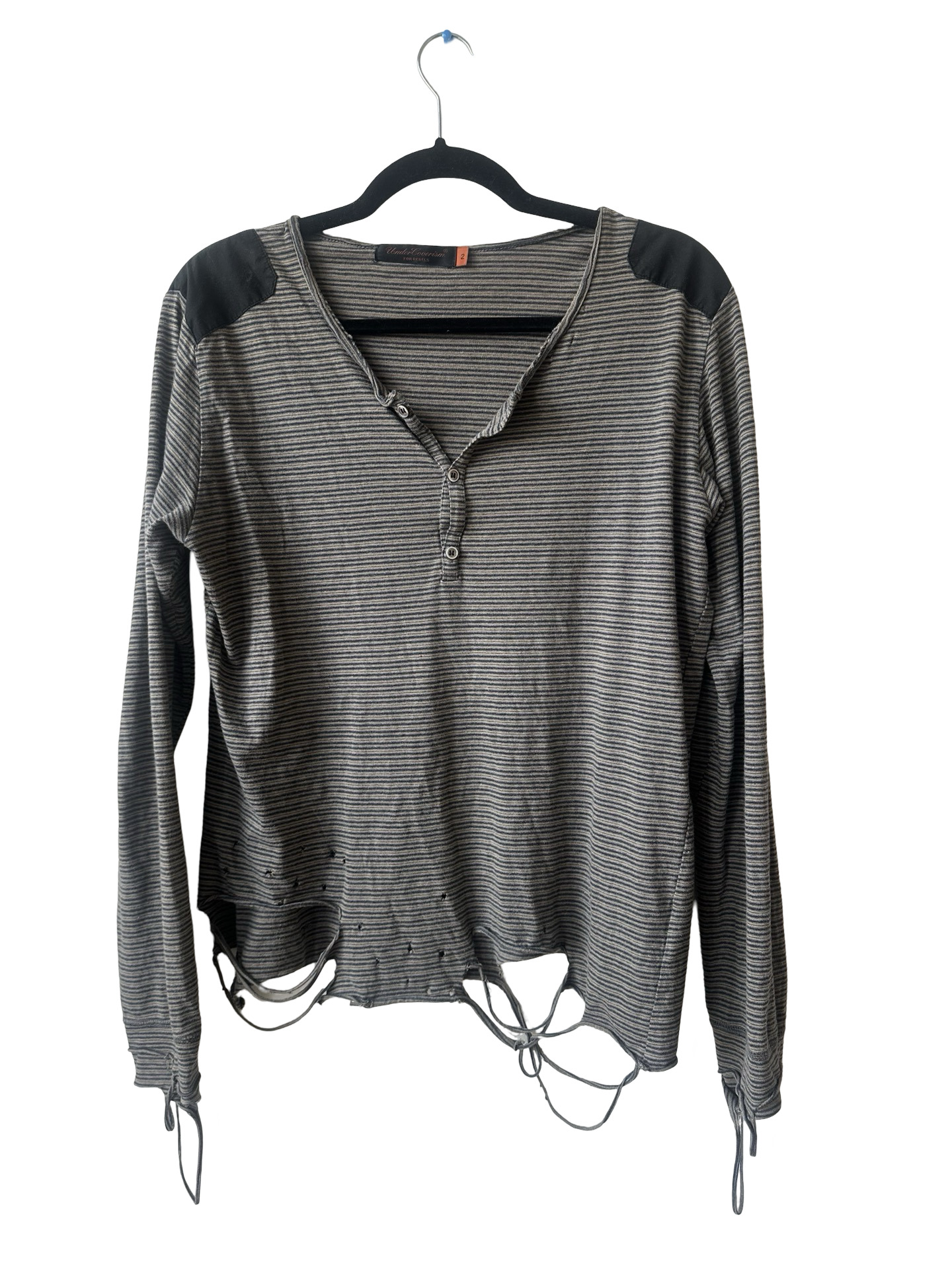 Final Blow - Undercover Distressed/striped Henley AW05 Sz 2 - 1
