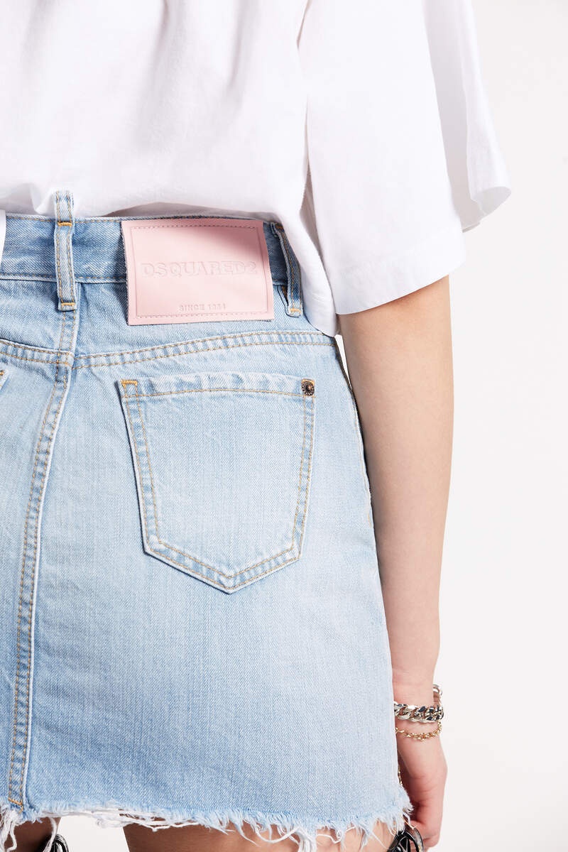 LIGHT RAW CUT WASH MINI SKIRT - 5
