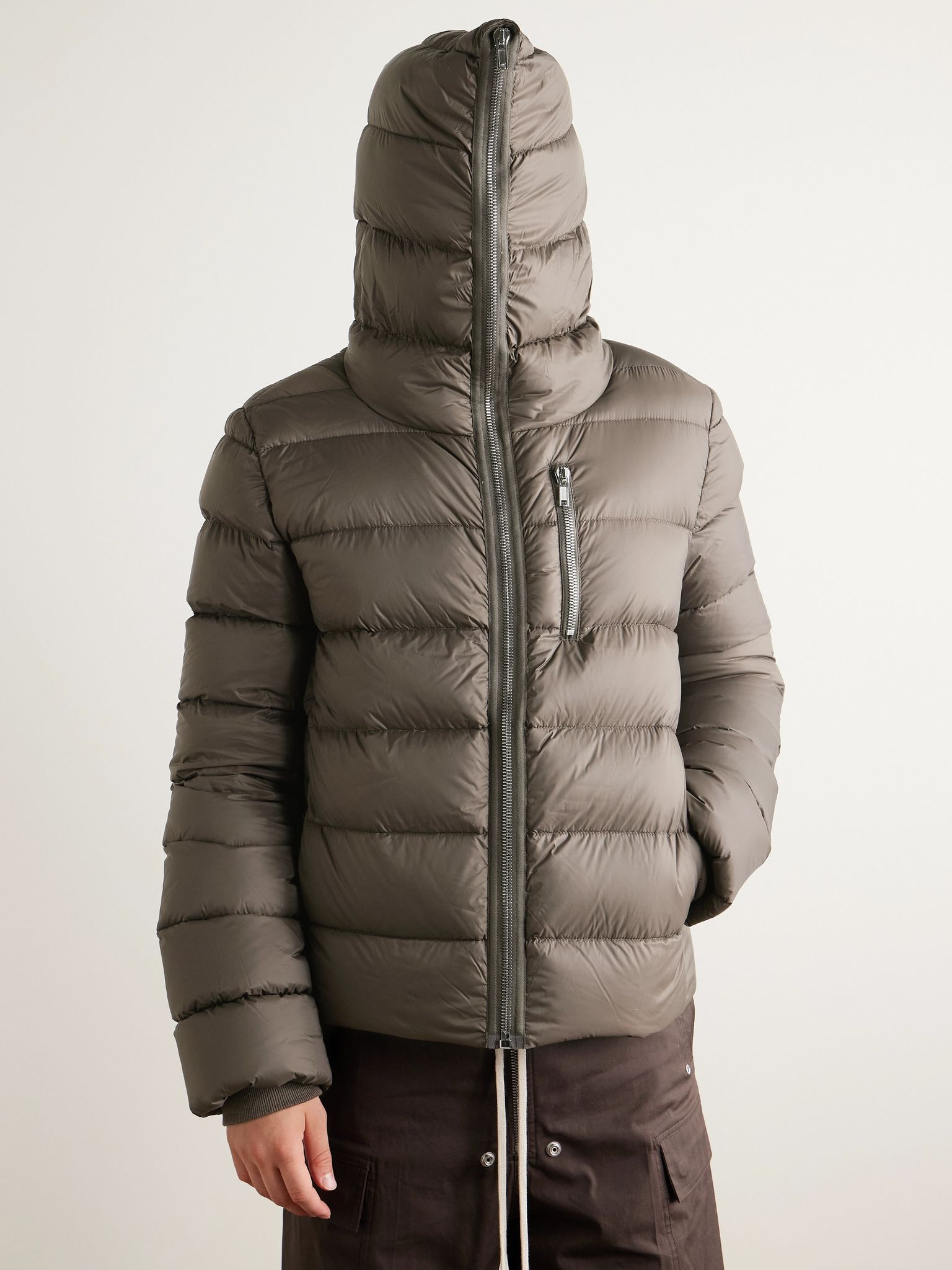Slim-Fit Quilted Shell Down Hooded Jacket Dark brown - 5