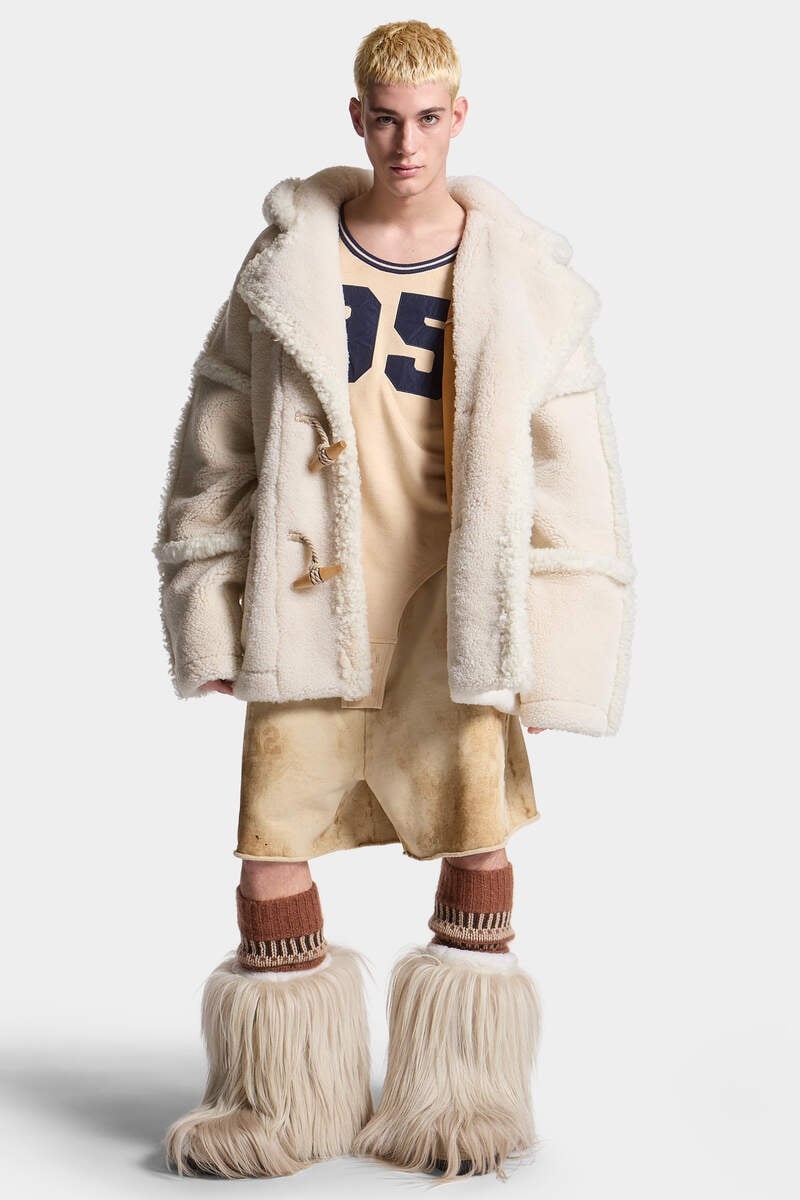 SHEARLING DUFFLE COAT - 3