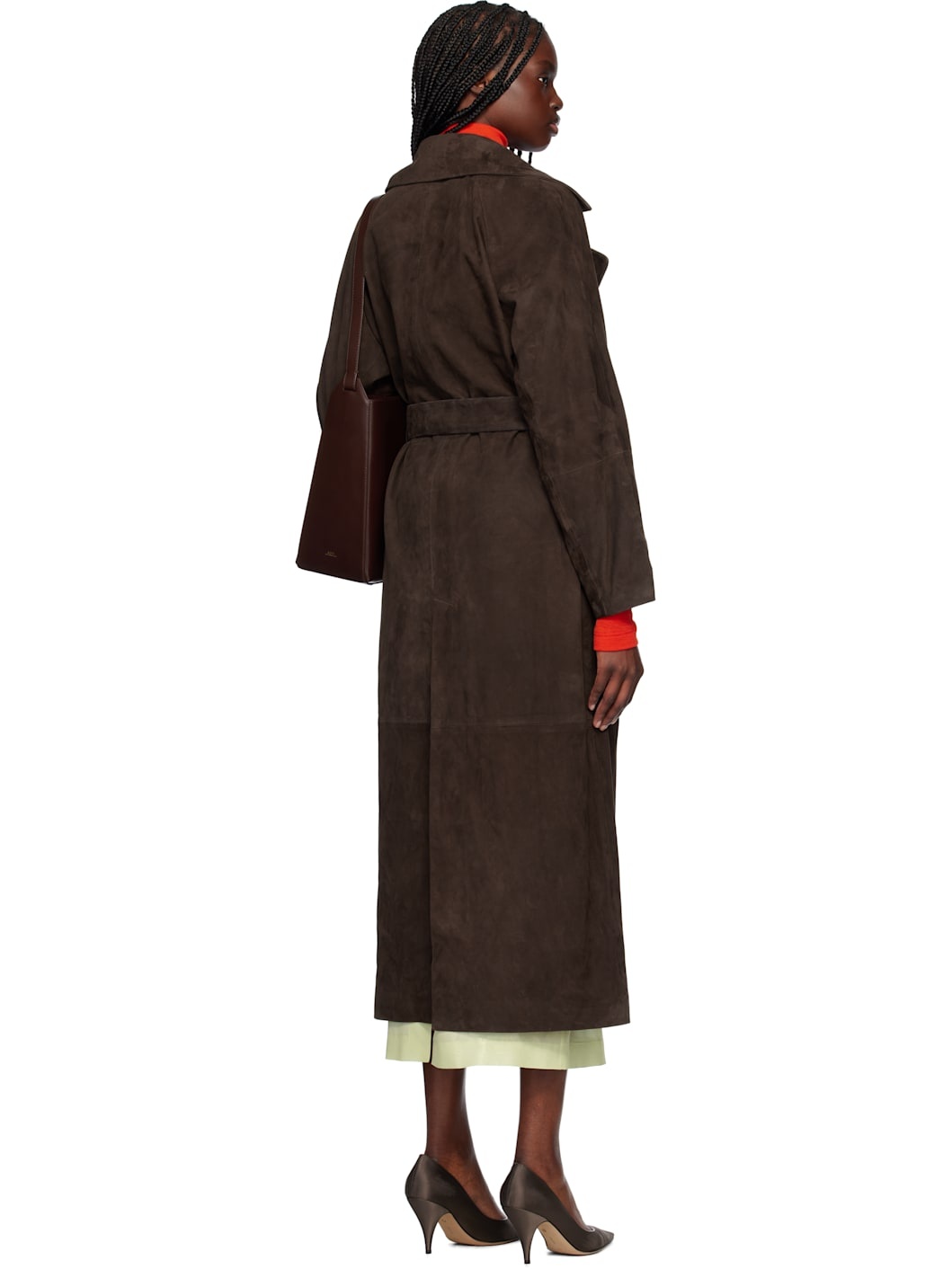 Brown Althea Belted Suede Jacket - 3