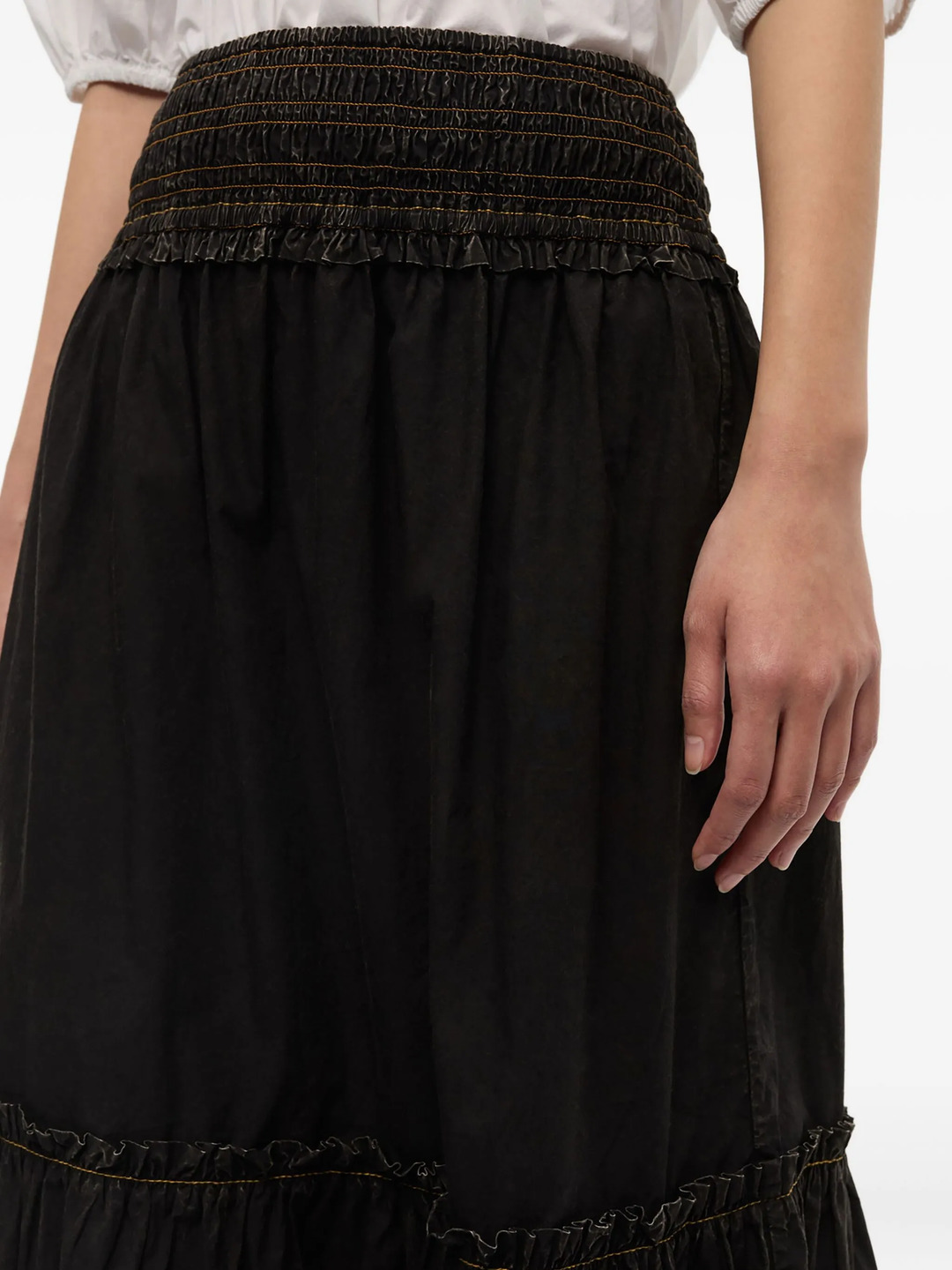 Garment Dyed Cotton Smock Maxi Skirt - 5