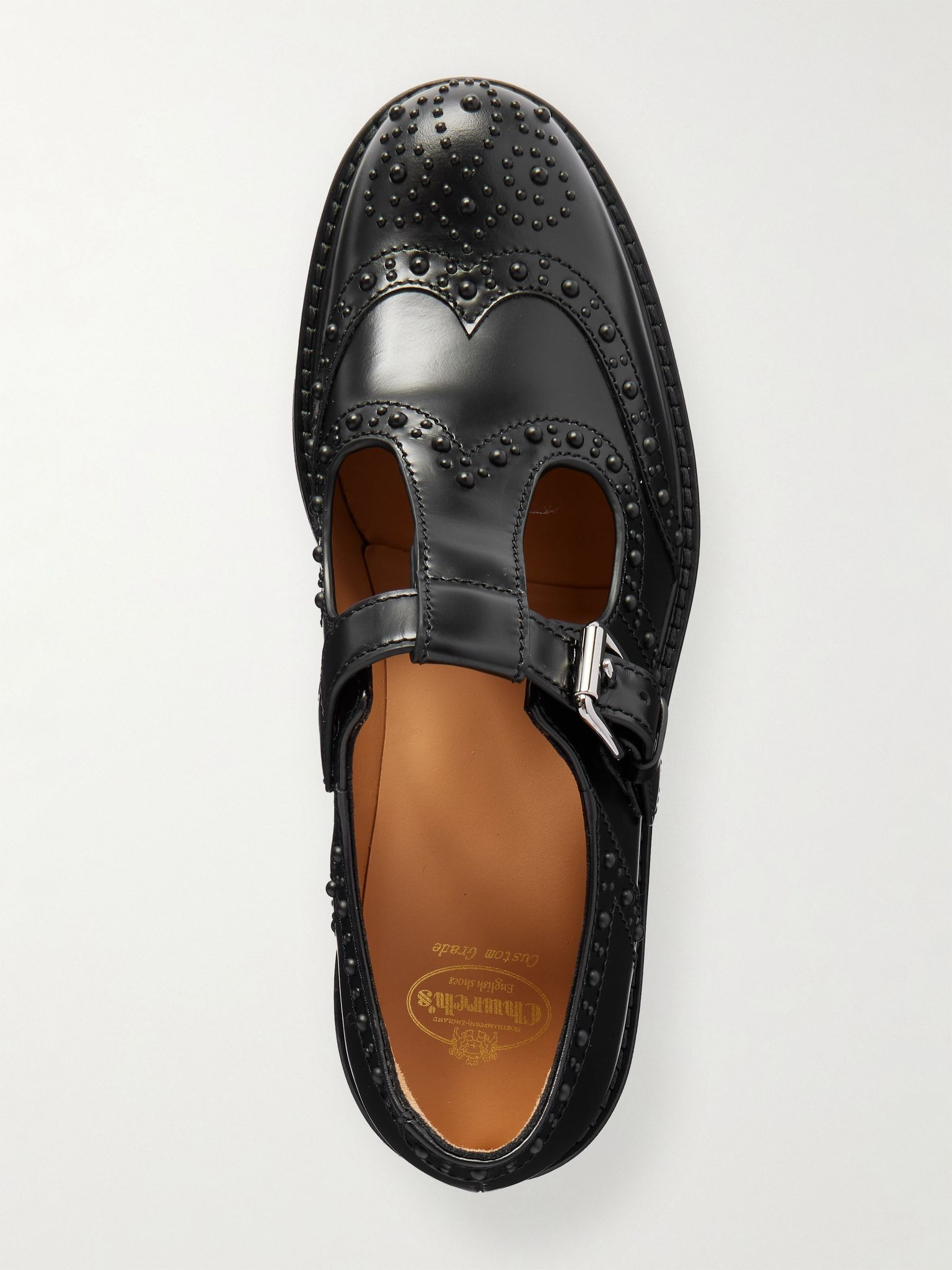 Odette studded leather Mary Jane brogues Black - 5