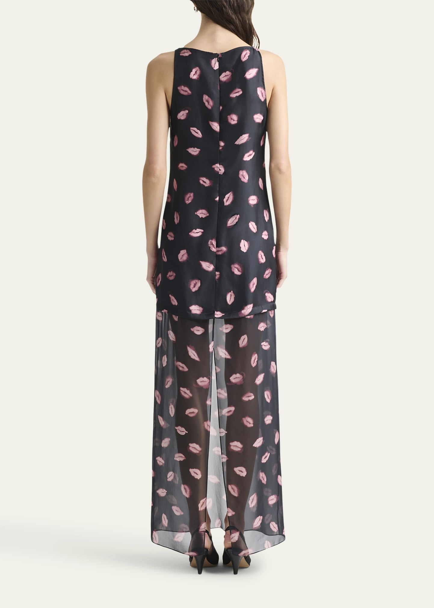 Katrin Lip-Print Silk Maxi Dress - 3