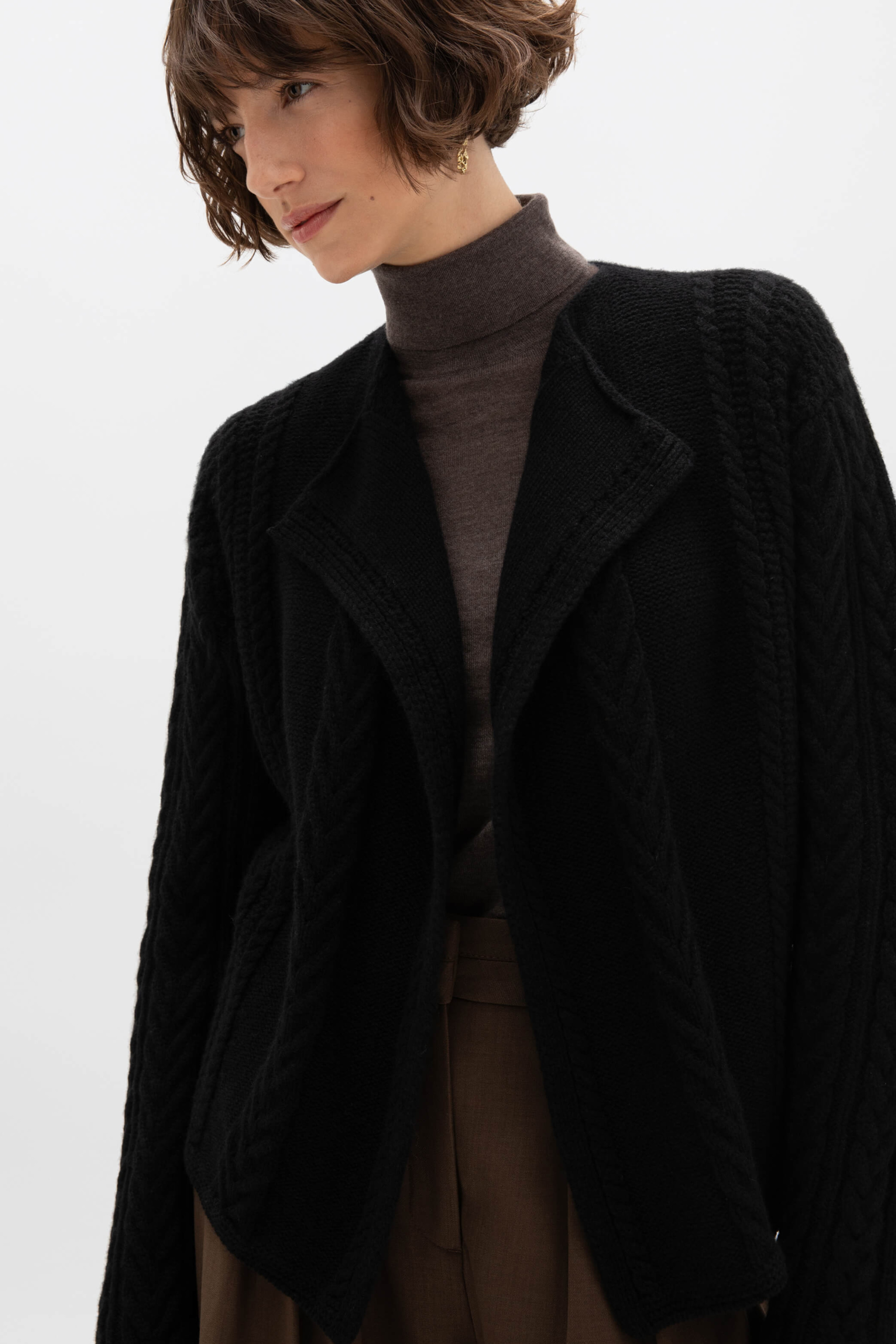 Aran Cable Cashmere Waterfall Cardigan - 3
