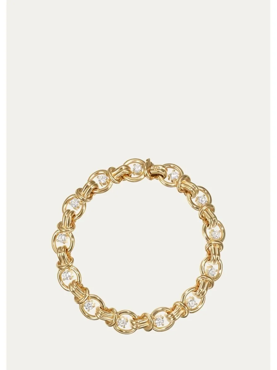 18K Yellow Gold Rocky Bracelet with Diamonds - 1