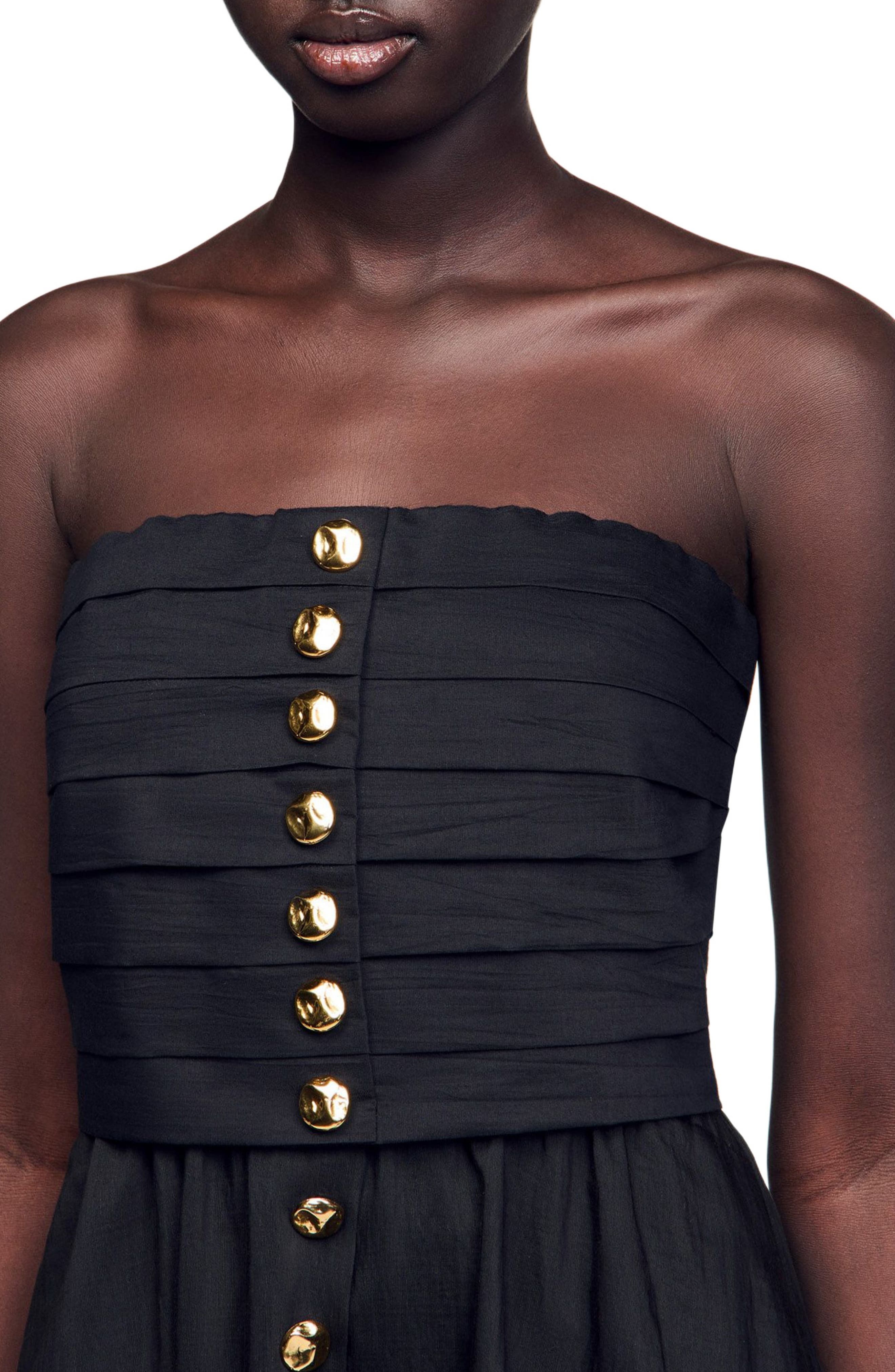 SANDRO Long bustier dress in Black at Nordstrom - 4