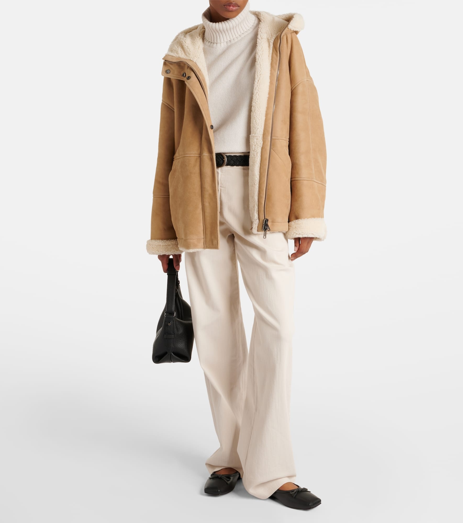 Shearling-lined leather mules - 2