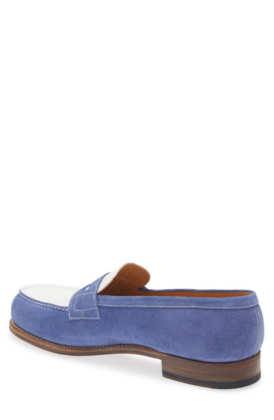 J.M WESTON 180 Penny Loafer in Blue Limoges /White outlook