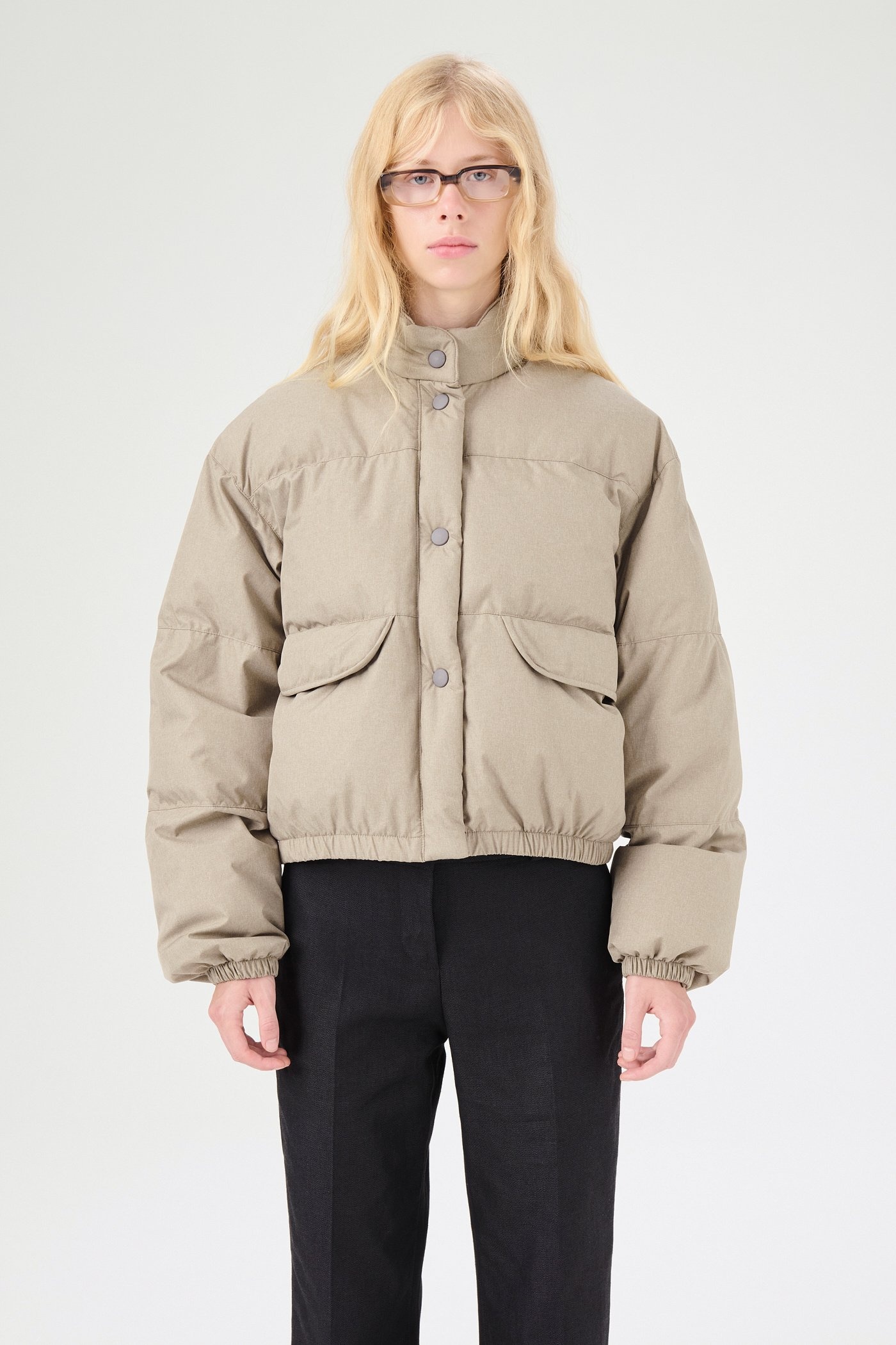 Cropped Inhale Puffa Doubleganger Beige Mel Nylon - 3