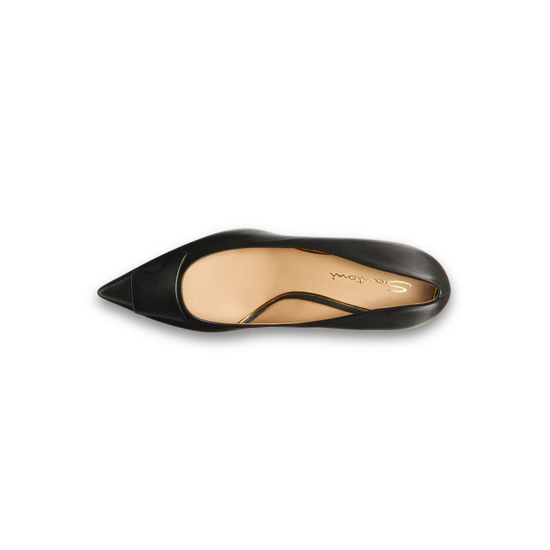 Women's black leather mid-heel Santoni Sibille pump 5
