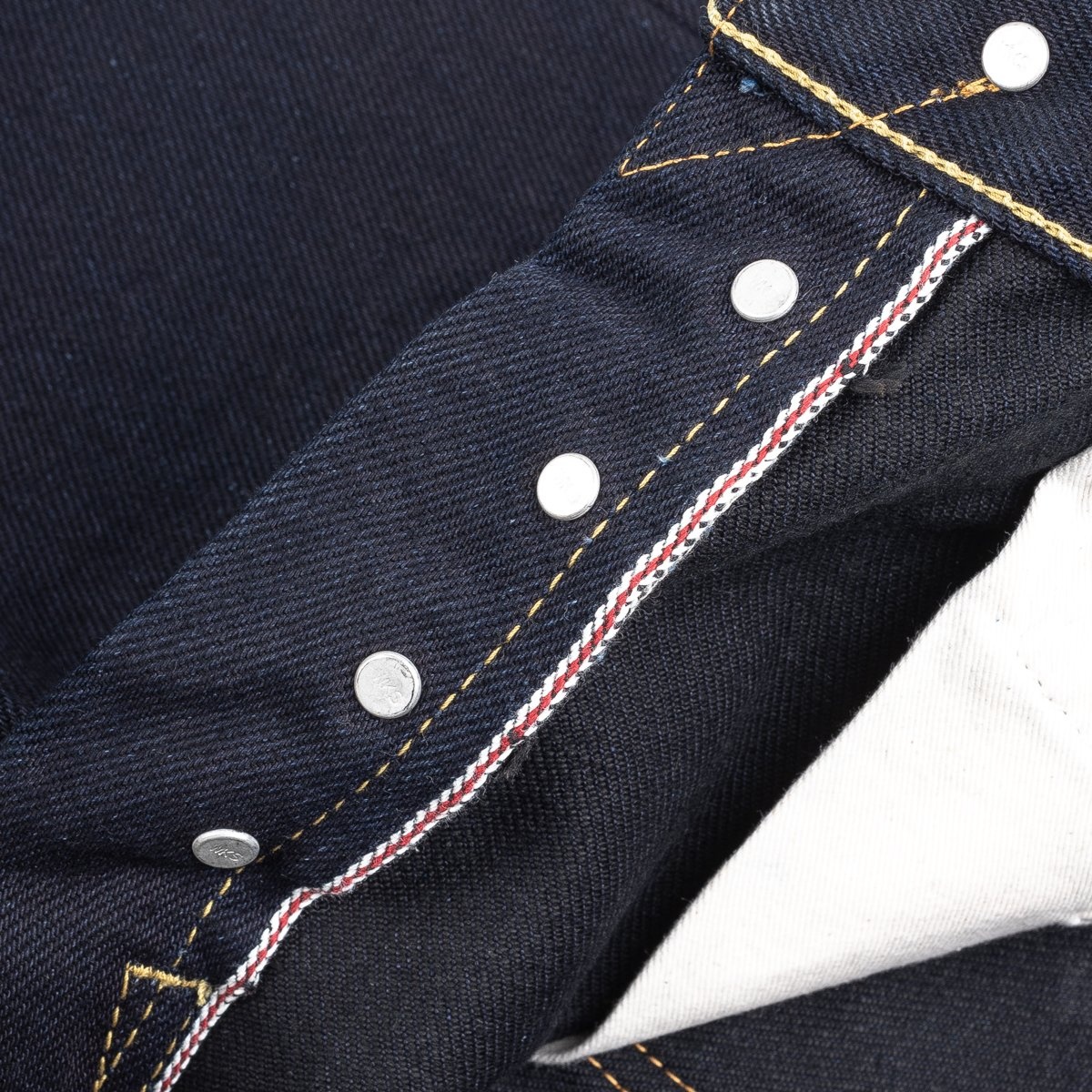 IH-888S-21ib 21oz Selvedge Denim Medium/High Rise Tapered Cut Jeans - Indigo/Black - 14