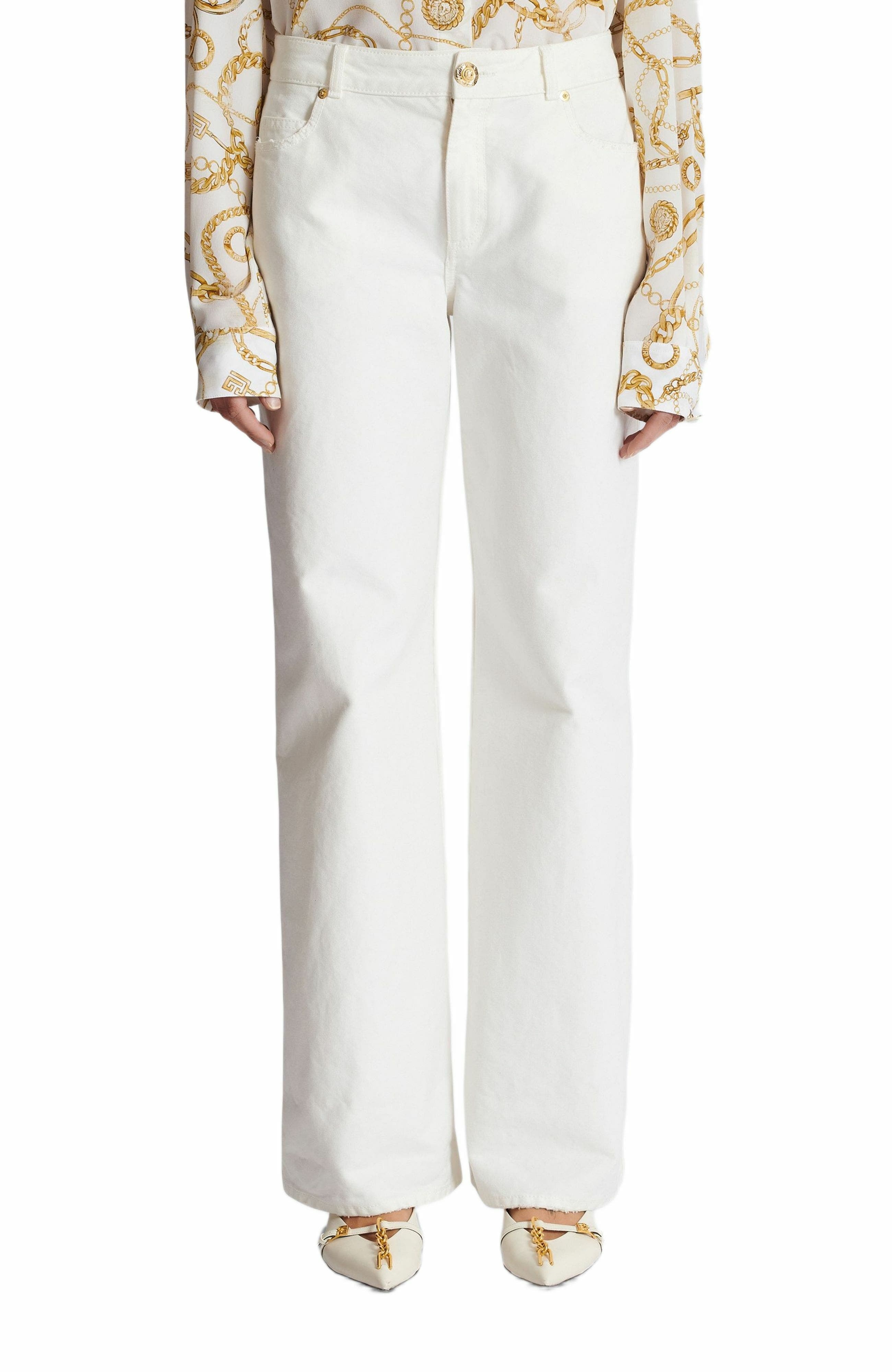 Balmain Plain denim straight-fit jeans in White at Nordstrom - 8