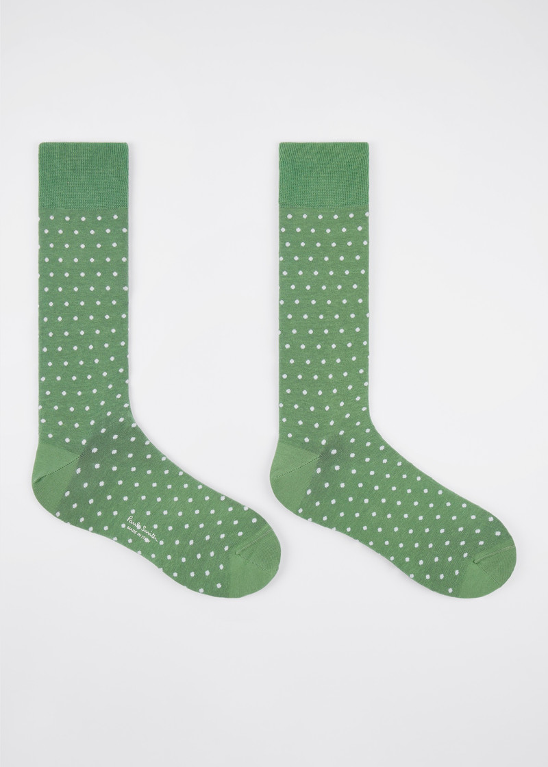 Green Cotton-Blend Polka Dot Socks 4
