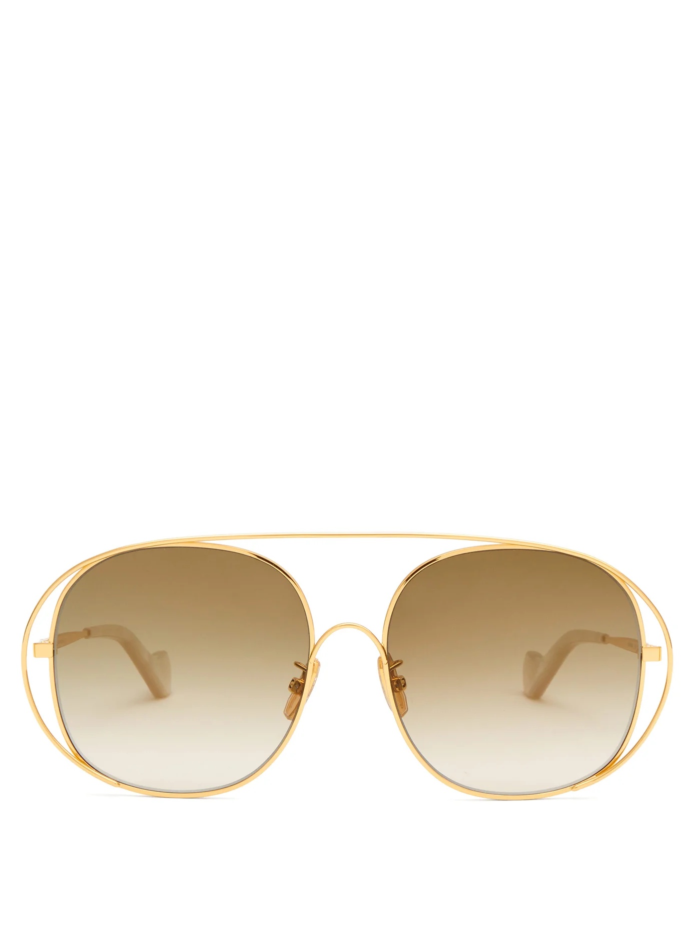 Oversized round metal sunglasses - 1