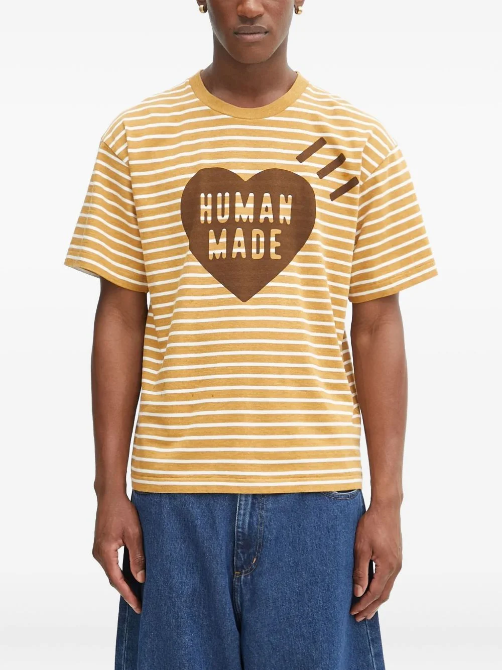 striped heart graphic T-shirt - 1