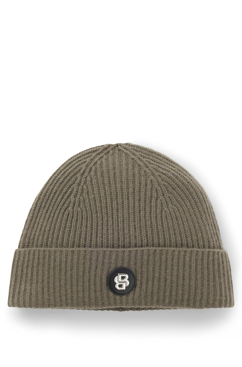 WOOL-CASHMERE BEANIE HAT WITH DOUBLE B MONOGRAM 1