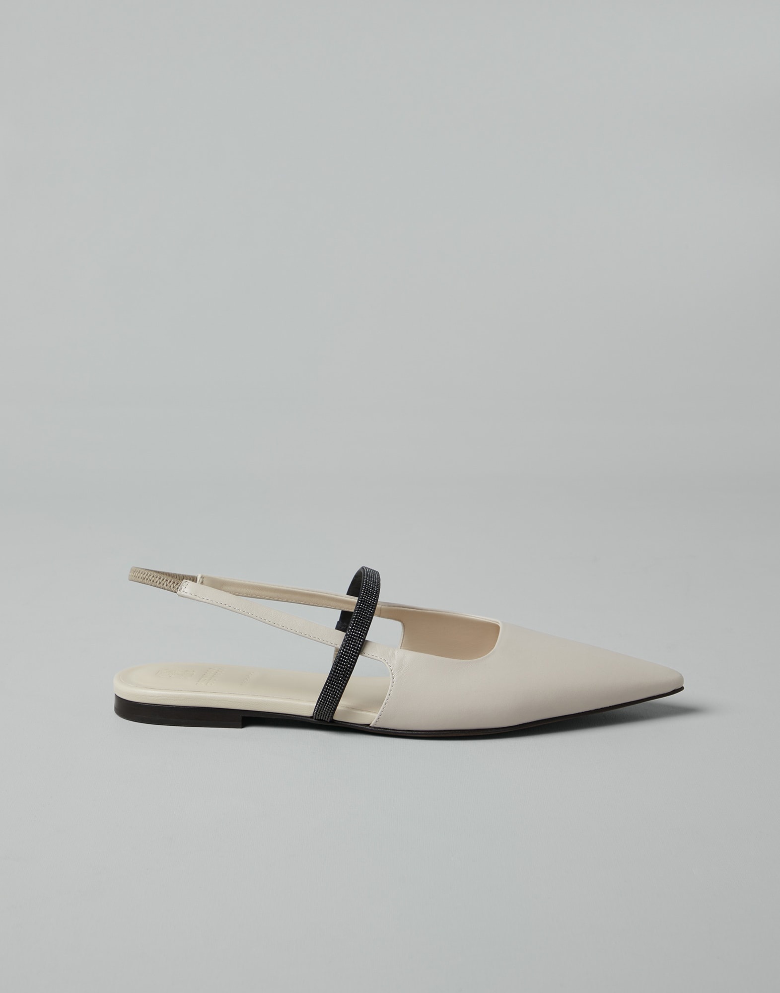 Nappa leather slingback flats with shiny strap - 5