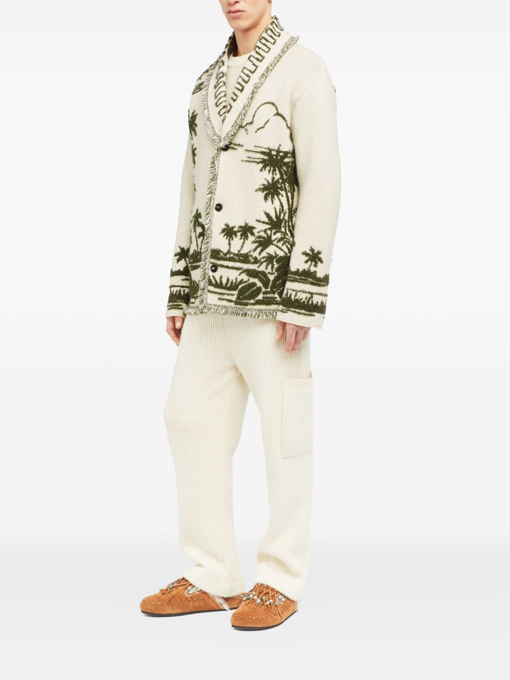 palm-tree fringed cardigan - 3