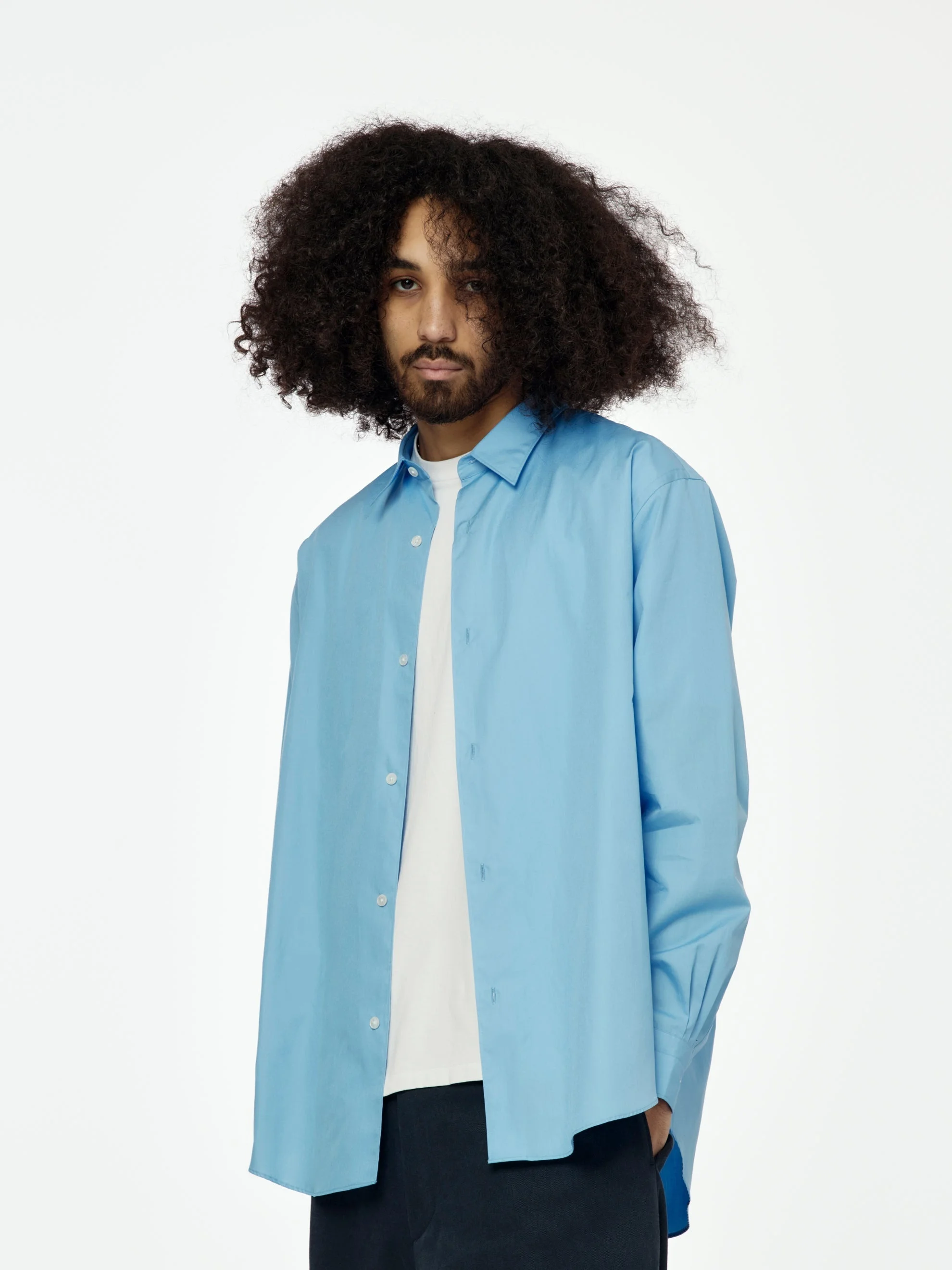 REGULAR COLLAR SHIRT (SAX) - 1