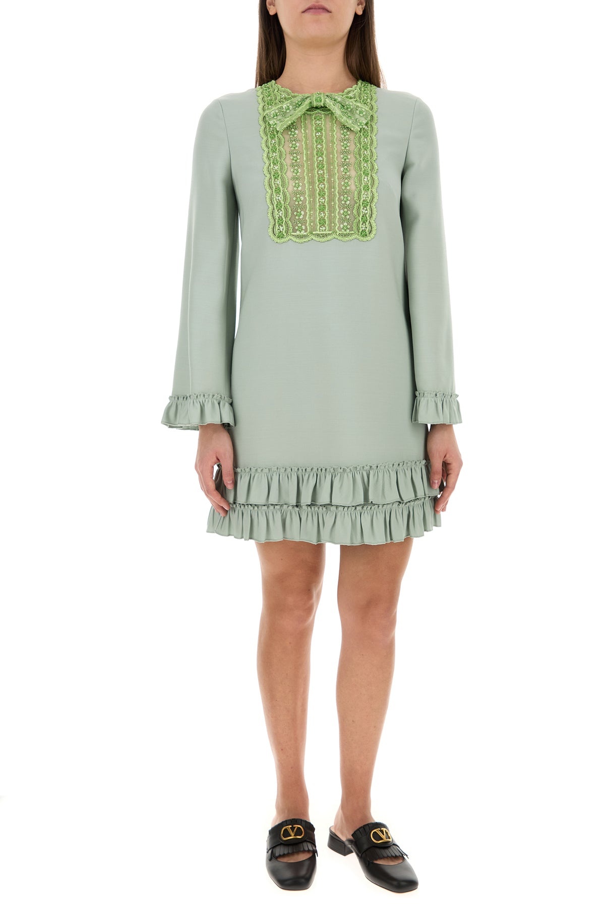 Mint green wool blend mini dress - 6