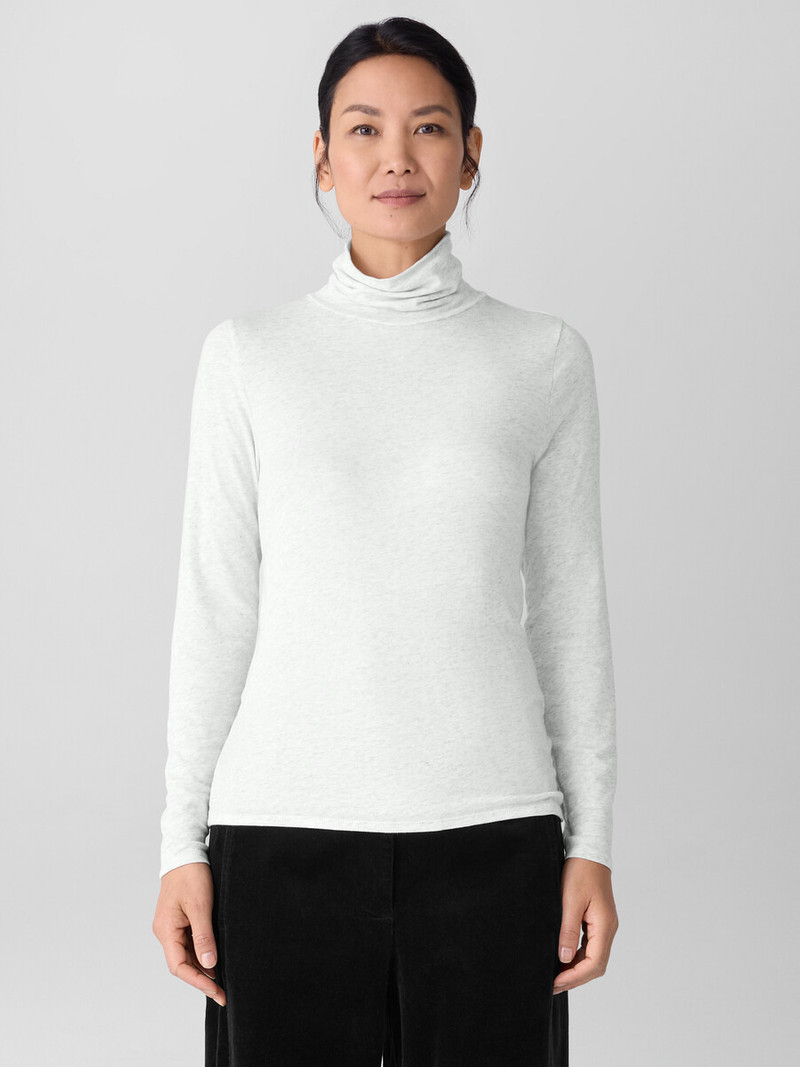 Mélange Sheer Cotton Blend Knit Turtleneck Top 3