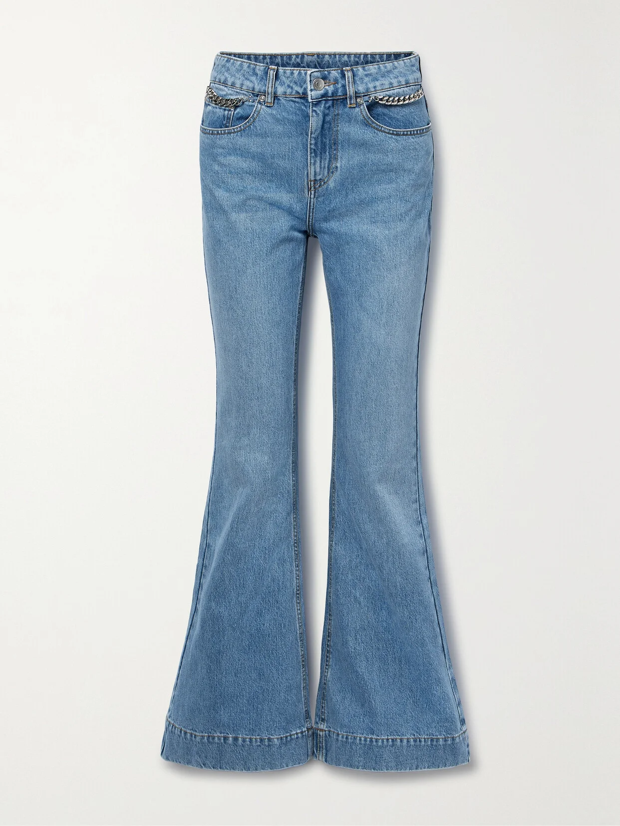 + Net Sustain Iconic Chain-embellished High-rise Flared Jeans - 1