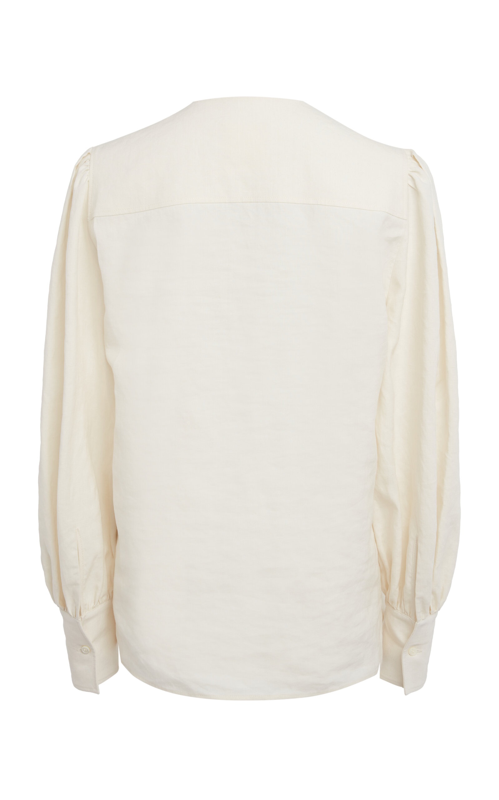Balloon-Sleeve Lace-Up Linen Shirt neutral - 5