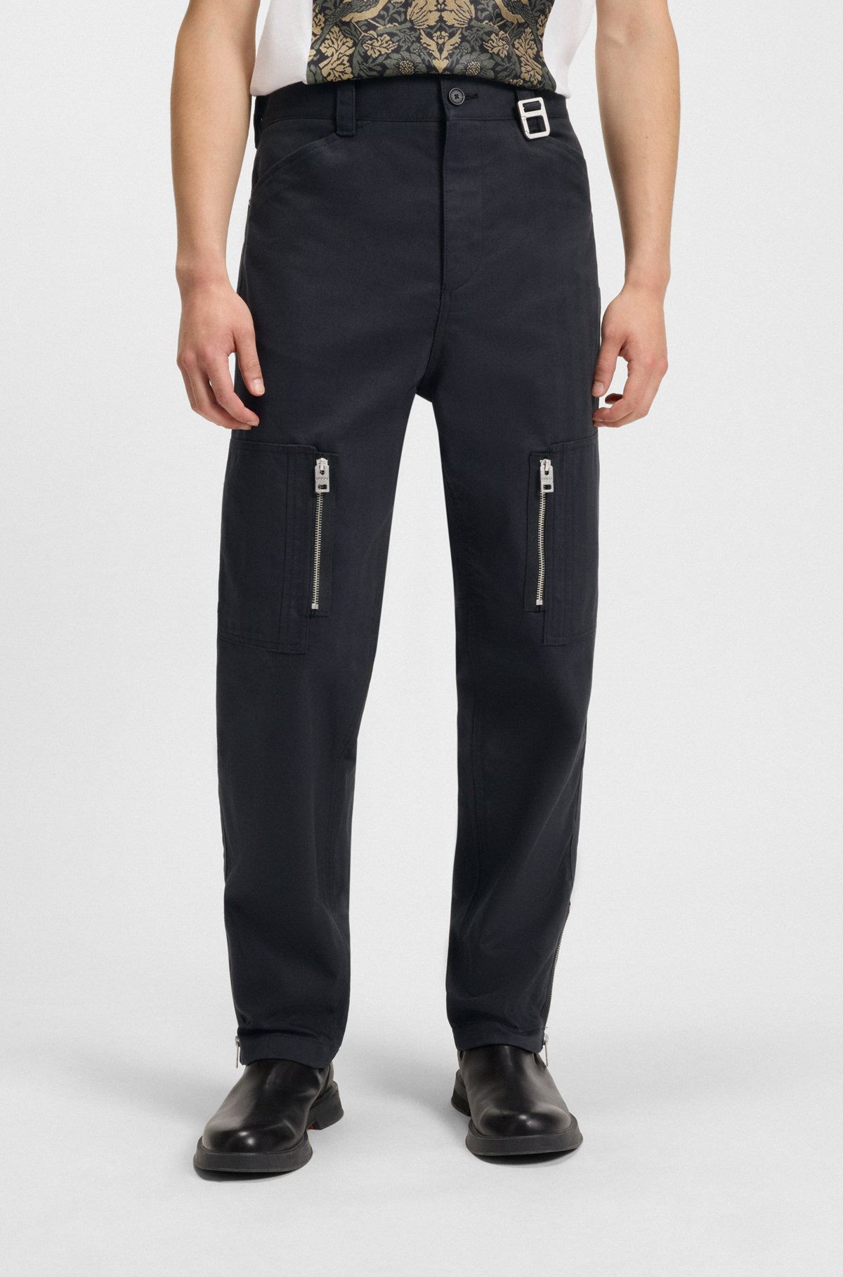 RELAXED-FIT TROUSERS IN MERCERIZED HERRINGBONE COTTON - 2