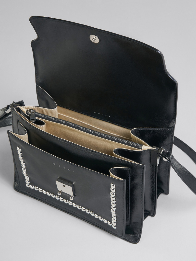 TRUNK SOFT LARGE BAG IN BLACK LEATHER WITH STUDS 4